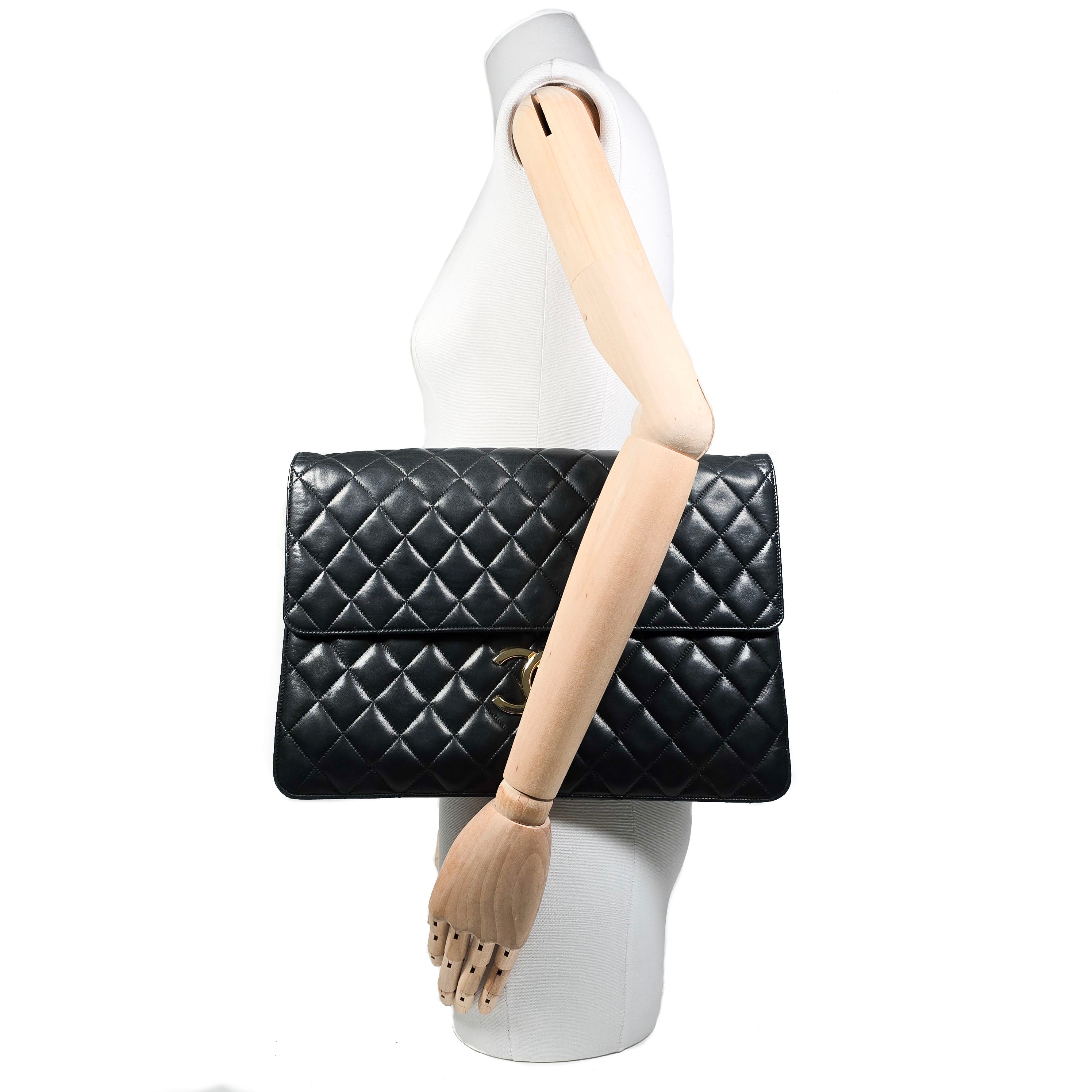 Vintage Chanel Large Quilted Lambskin CC Flap Bag GHW