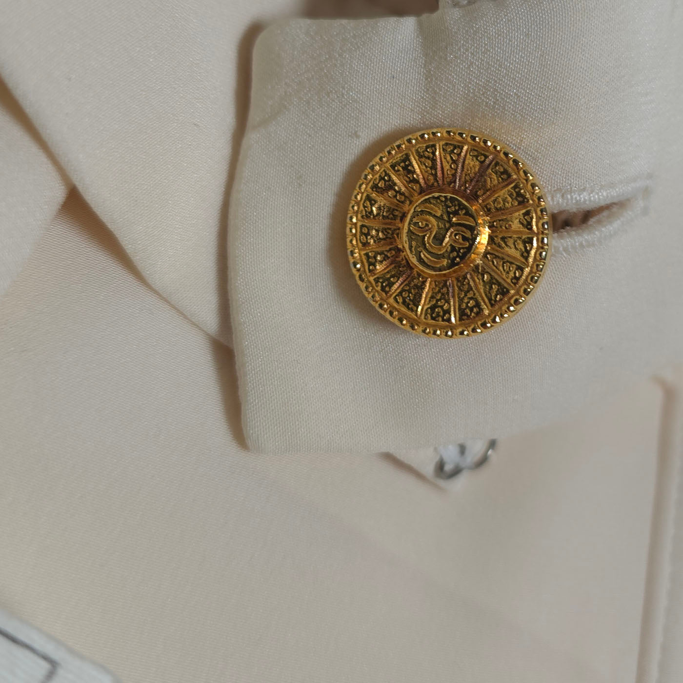 Vintage Chanel Pleated Long Skirt Apricot Beige Silk