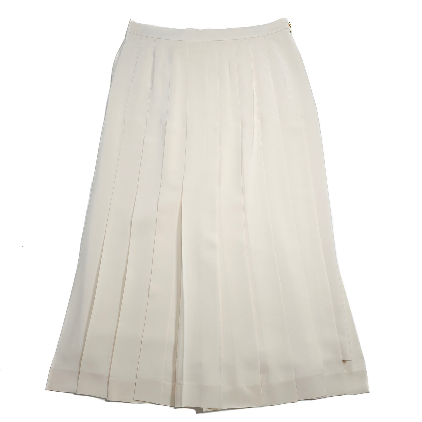 Vintage Chanel Pleated Long Skirt Apricot Beige Silk