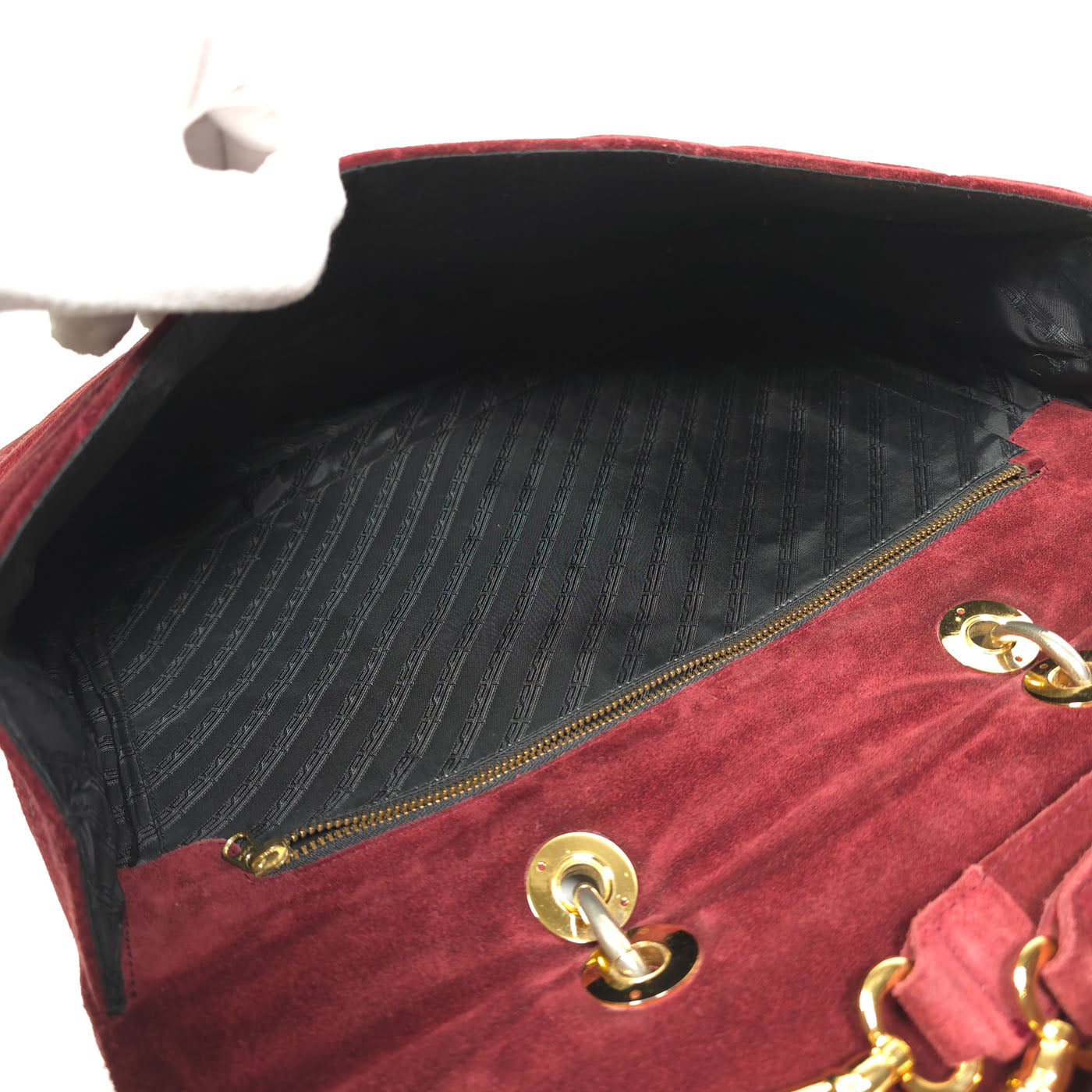 Vintage JIL Sander Large Top Handle Crossbody Convertible Burgundy Red Suede Leather Handbag