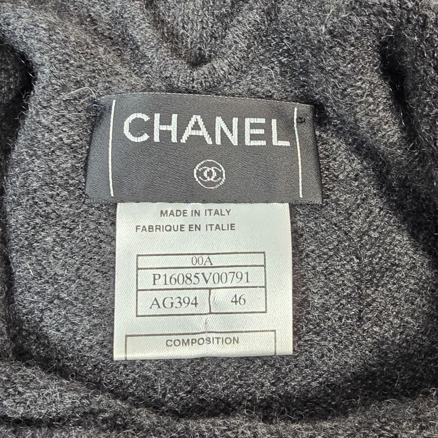 Vintage Chanel Grey Cashmere Long Dress 00A Y2K Size 46