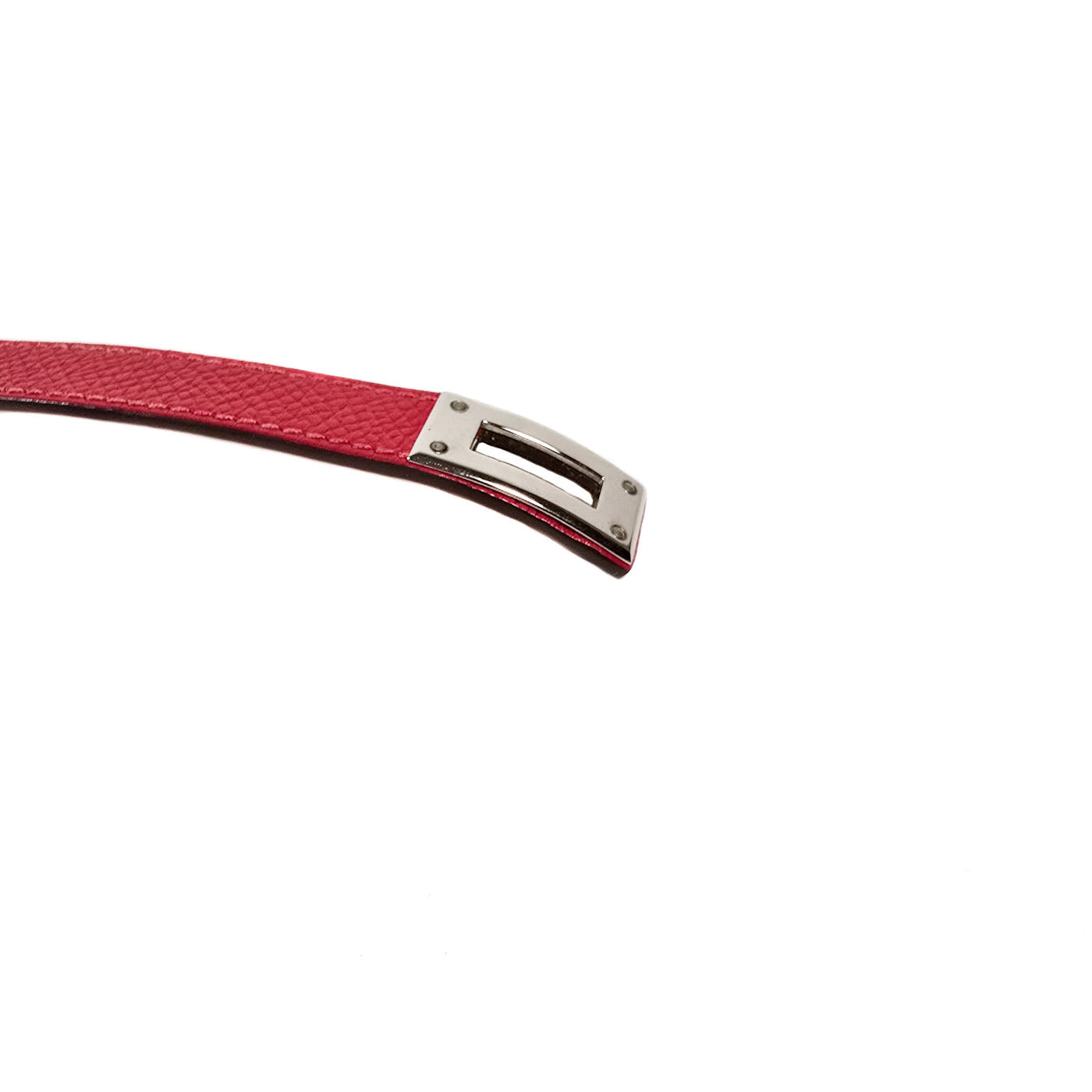 Vintage Hermès Mini Kelly Double Tour Bracelet in Red Leather with Silver-Tone Hardware Size S