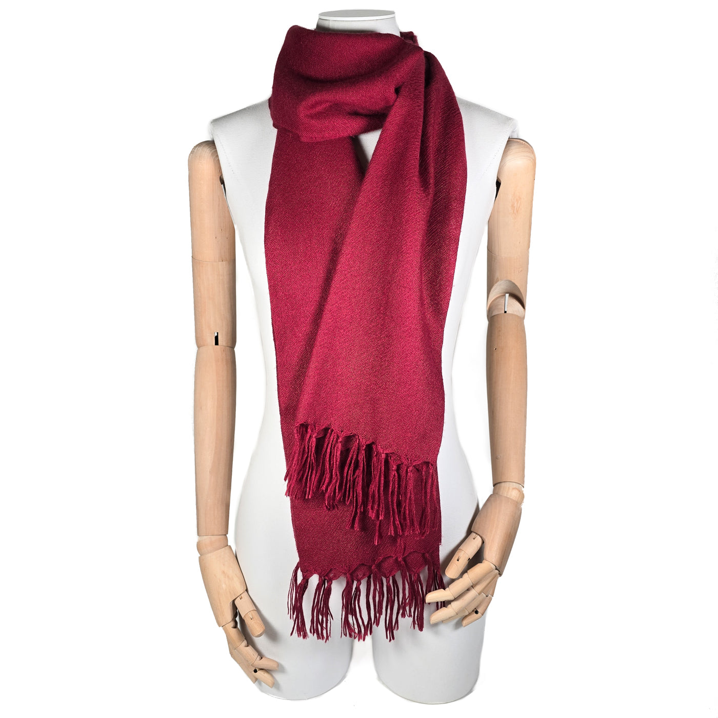 Vintage Chanel Stole Scarf Burgundy Red XL Cashmere Silk