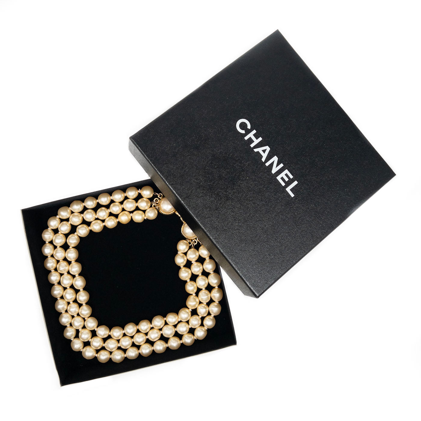 Vintage Chanel Collier Faux Pearl Multistrand Necklace