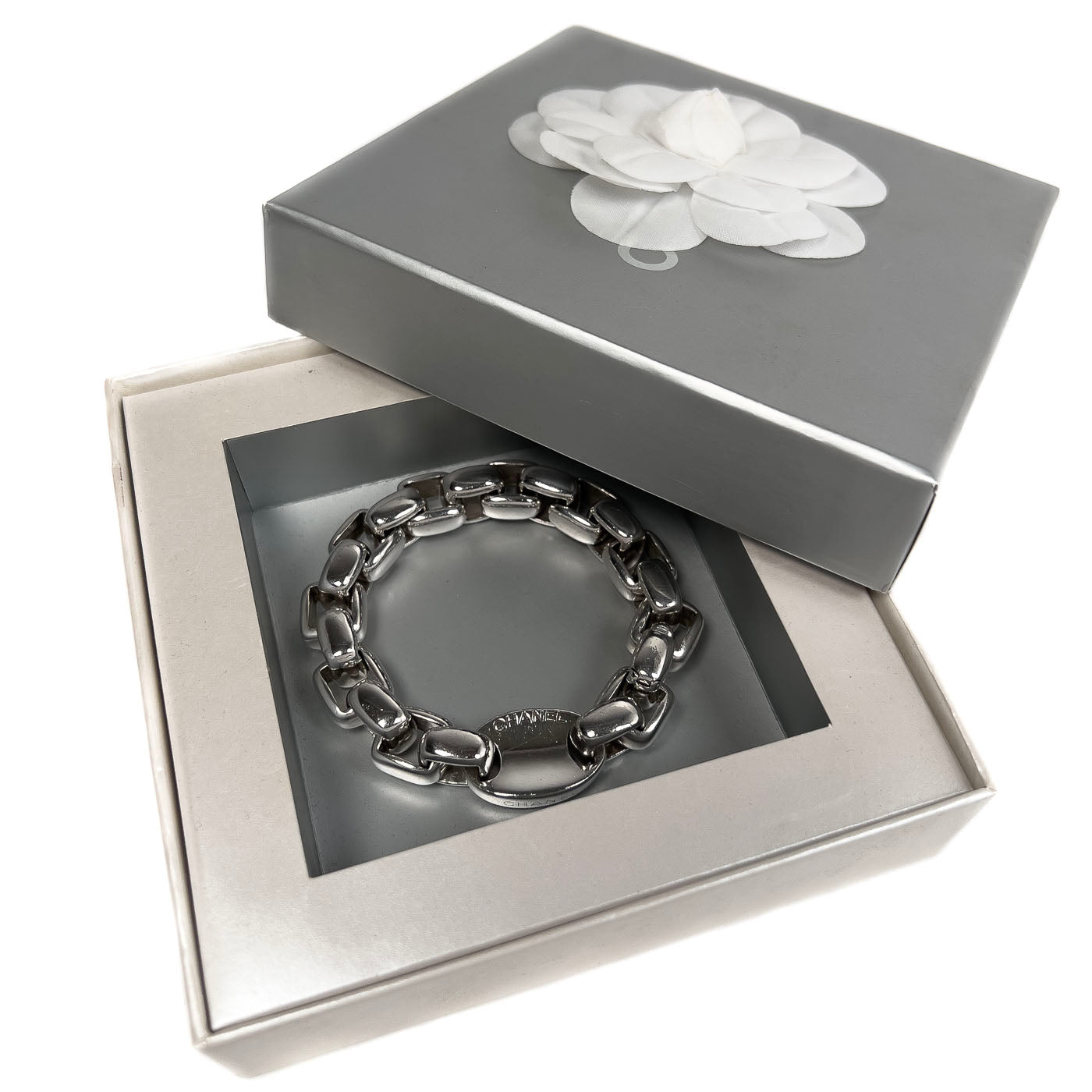 Vintage Chanel Bracelet Curb Link Sterling Silver