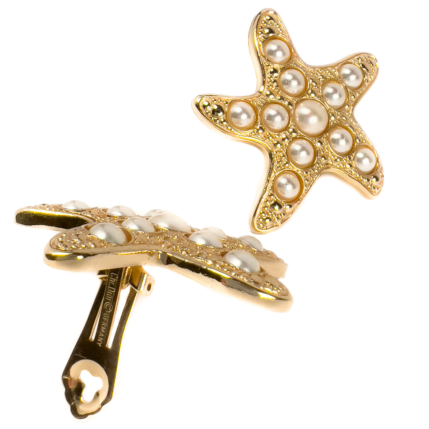 Vintage Dior Earrings Starfish Pearl Clip