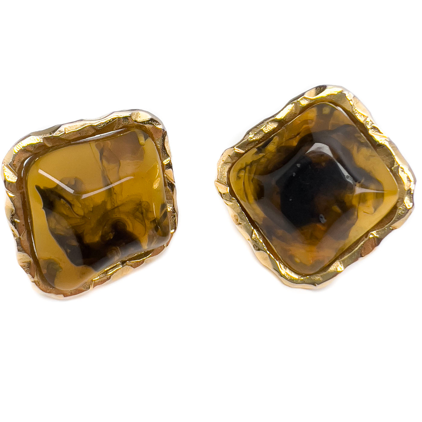 Vintage Christain Lacroix Amber Resin Clip Earrings