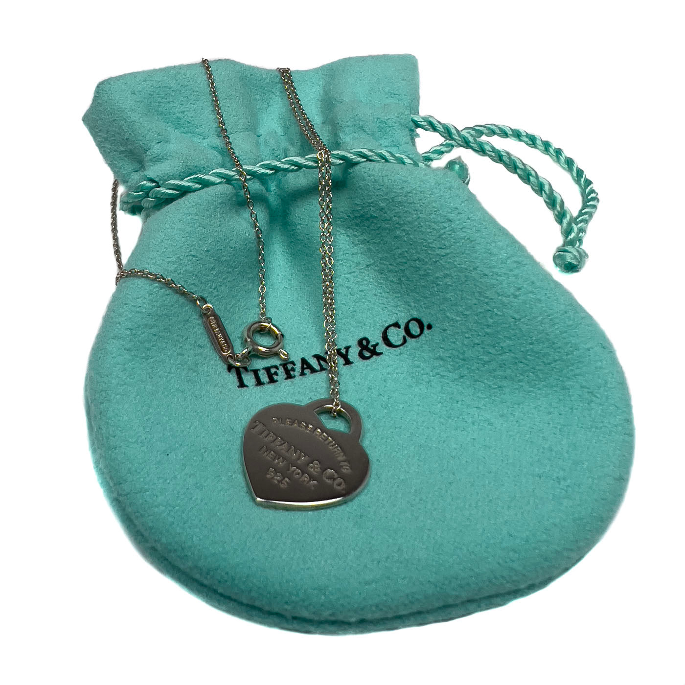 Pre-owned Tiffany & Co. Please Return to Tiffany's Heart Charm Necklace
