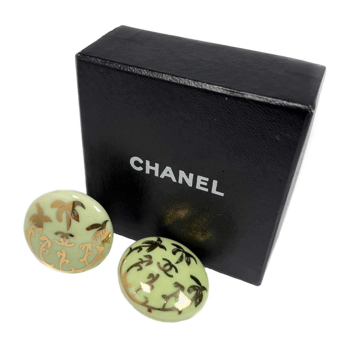Vintage Chanel Earrings Pistachio Green CC Logo Clip 97P