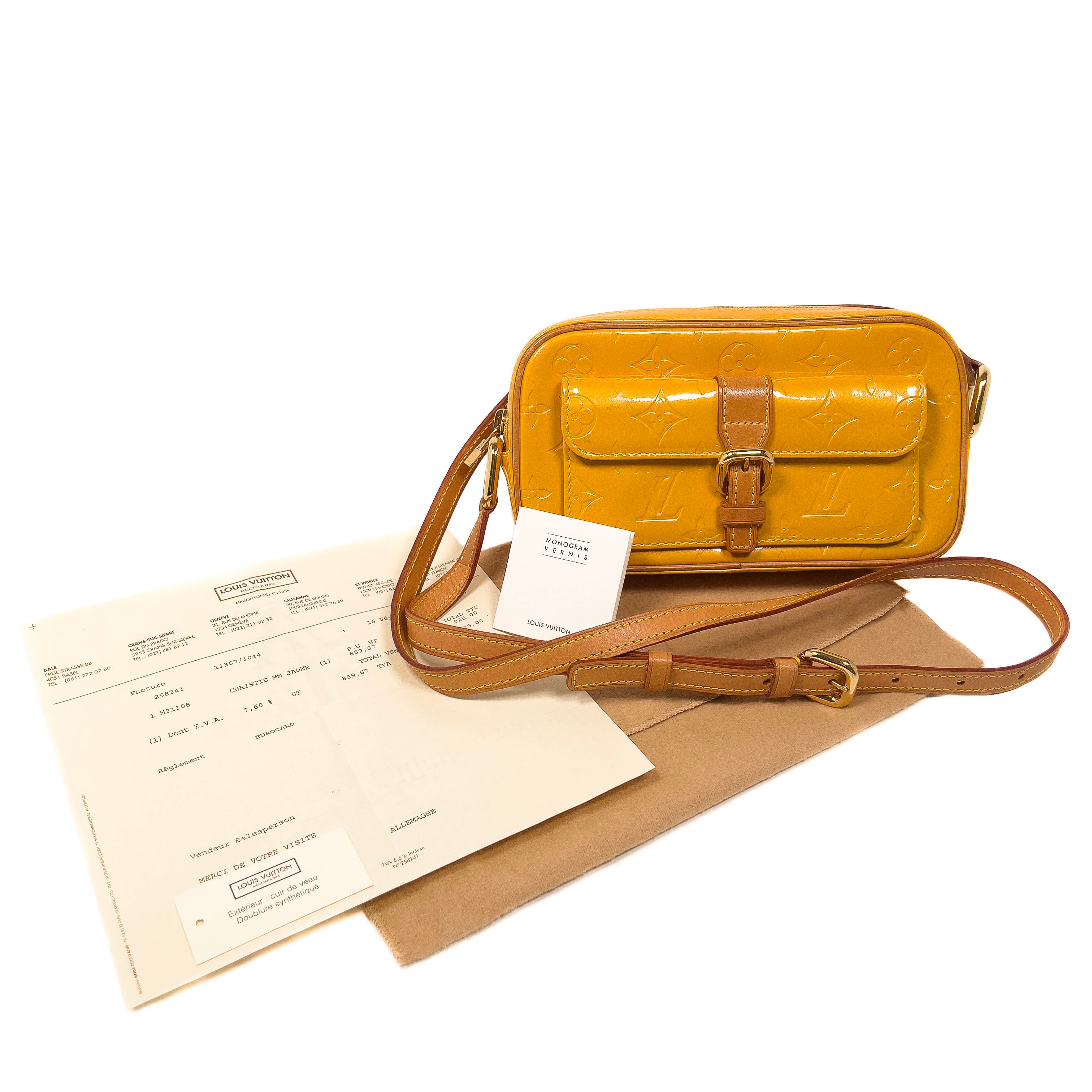 Vintage Louis Vuitton Monogram Christie Juliette Pochette Monogram Vernis Yellow M91108