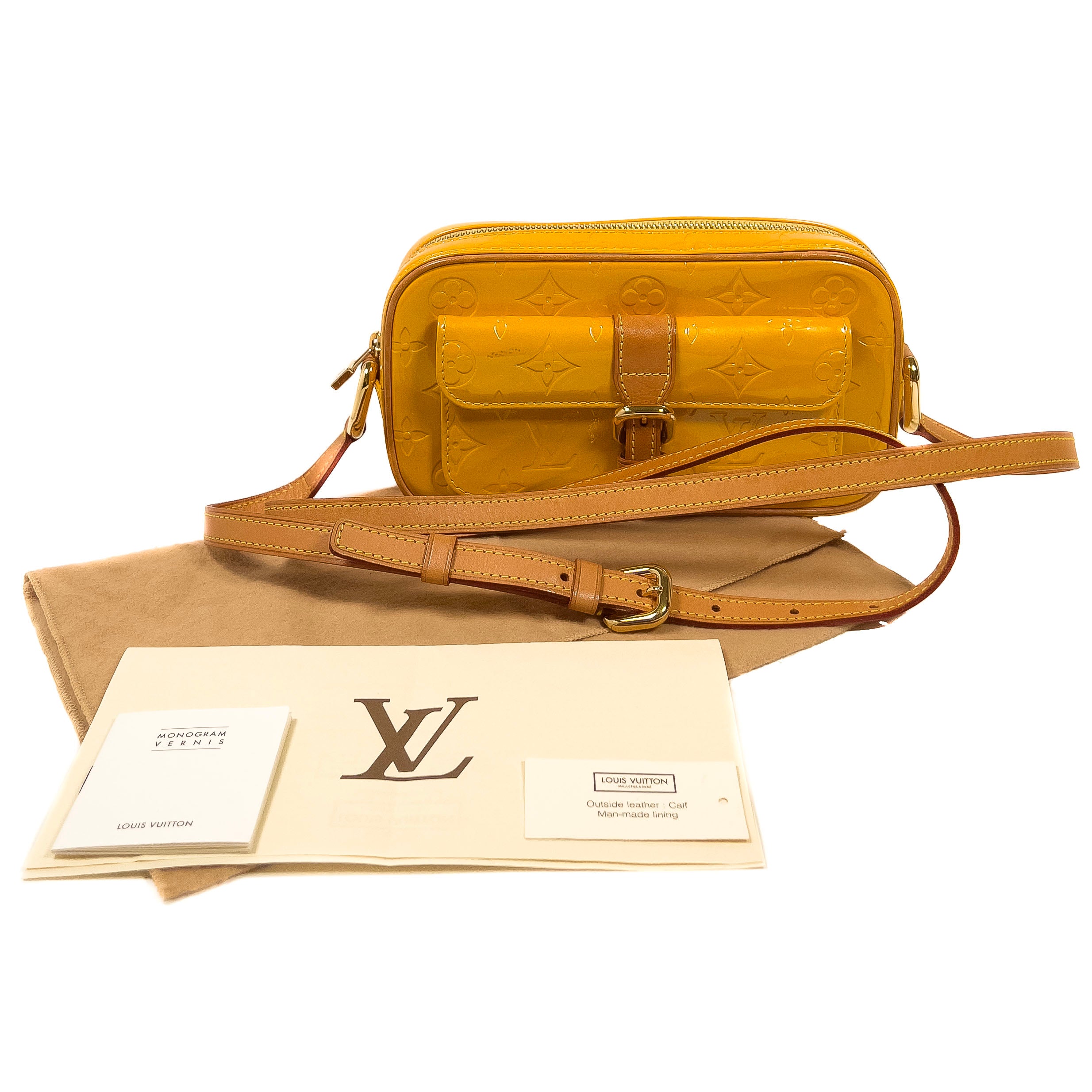 Vintage Louis Vuitton Monogram Christie Juliette Pochette Monogram Vernis Yellow M91108