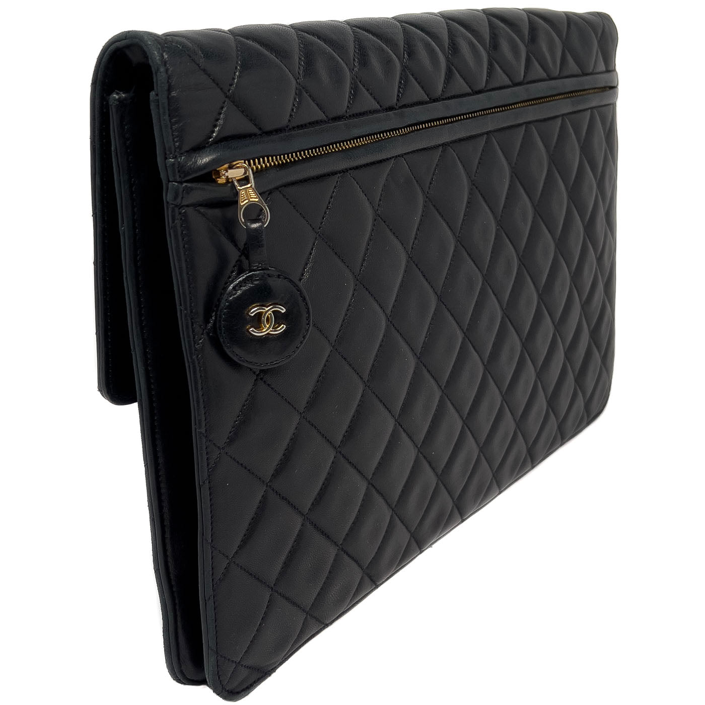 Vintage Chanel Large Quilted Lambskin CC Flap Bag GHW