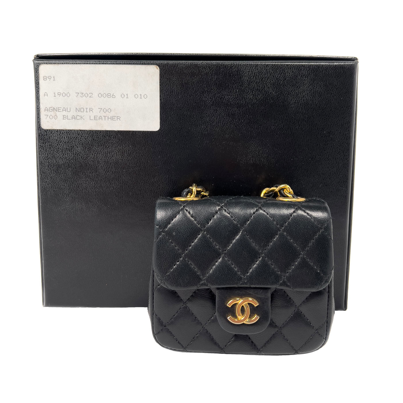 Vintage Chanel Classic Micro Charm Flap Bag met CC-kettingriem