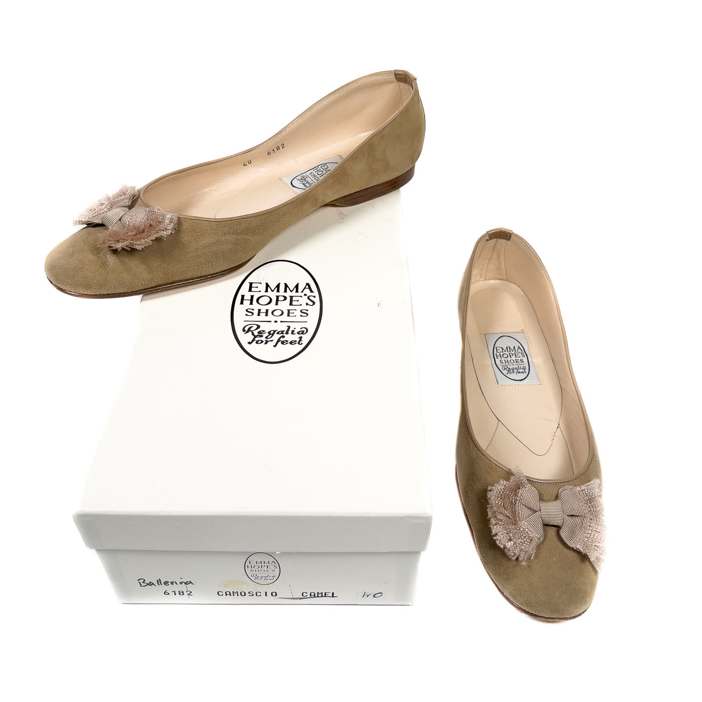 Authentic Vintage Emma Hope's Shoes Camel Suede Leather Ballerinas EU 40 / US 9,5