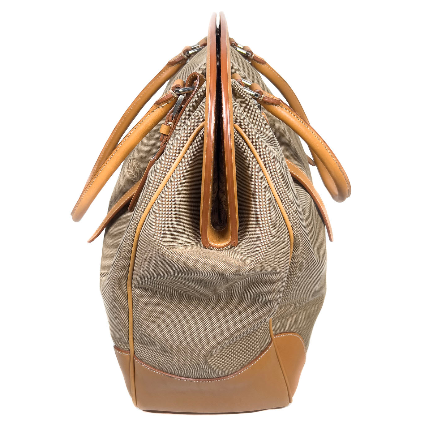 Prada Logo Jacquard Canvas Shopping Tote Bag in Corda Cuoio