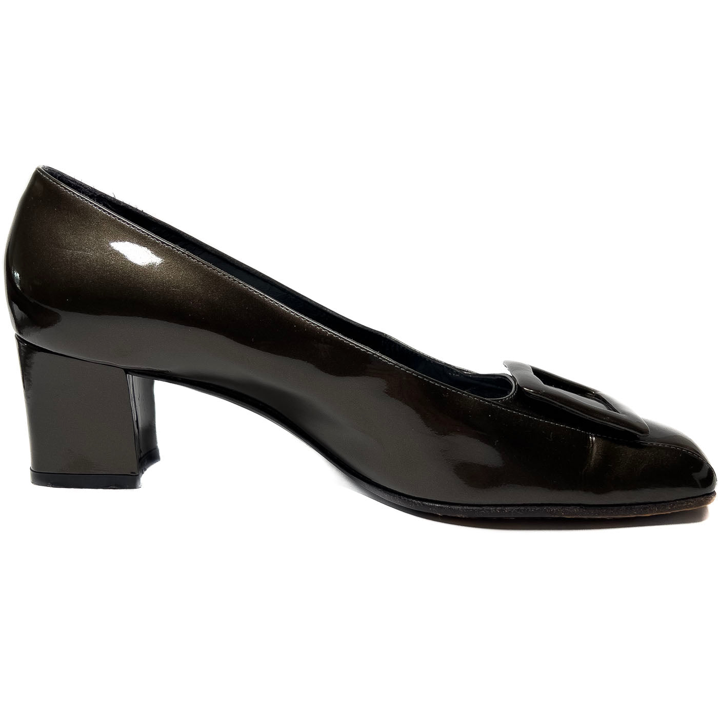 Vintage Sergio Rossi Pumps Olive Metallic Green Patent Leather EU 40 / US 9,5