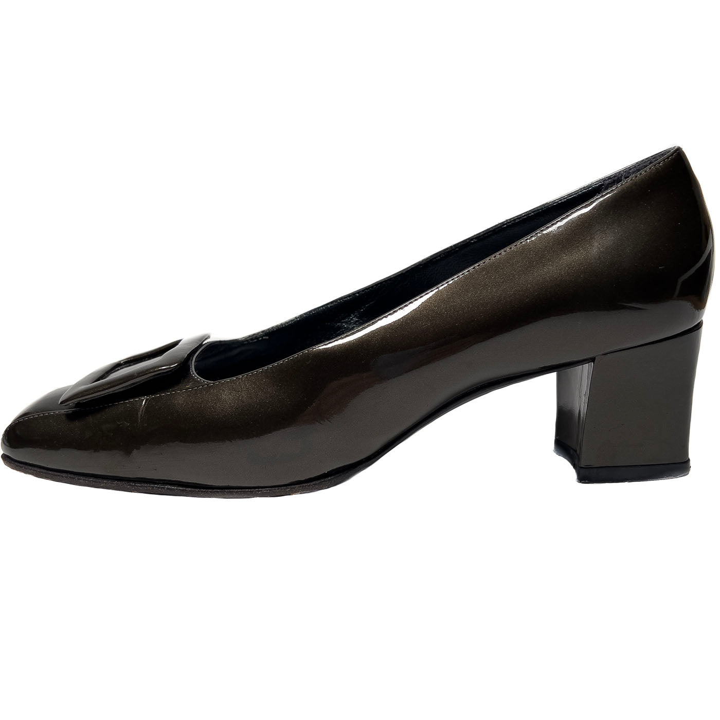 Vintage Sergio Rossi Pumps Olive Metallic Green Patent Leather EU 40 / US 9,5