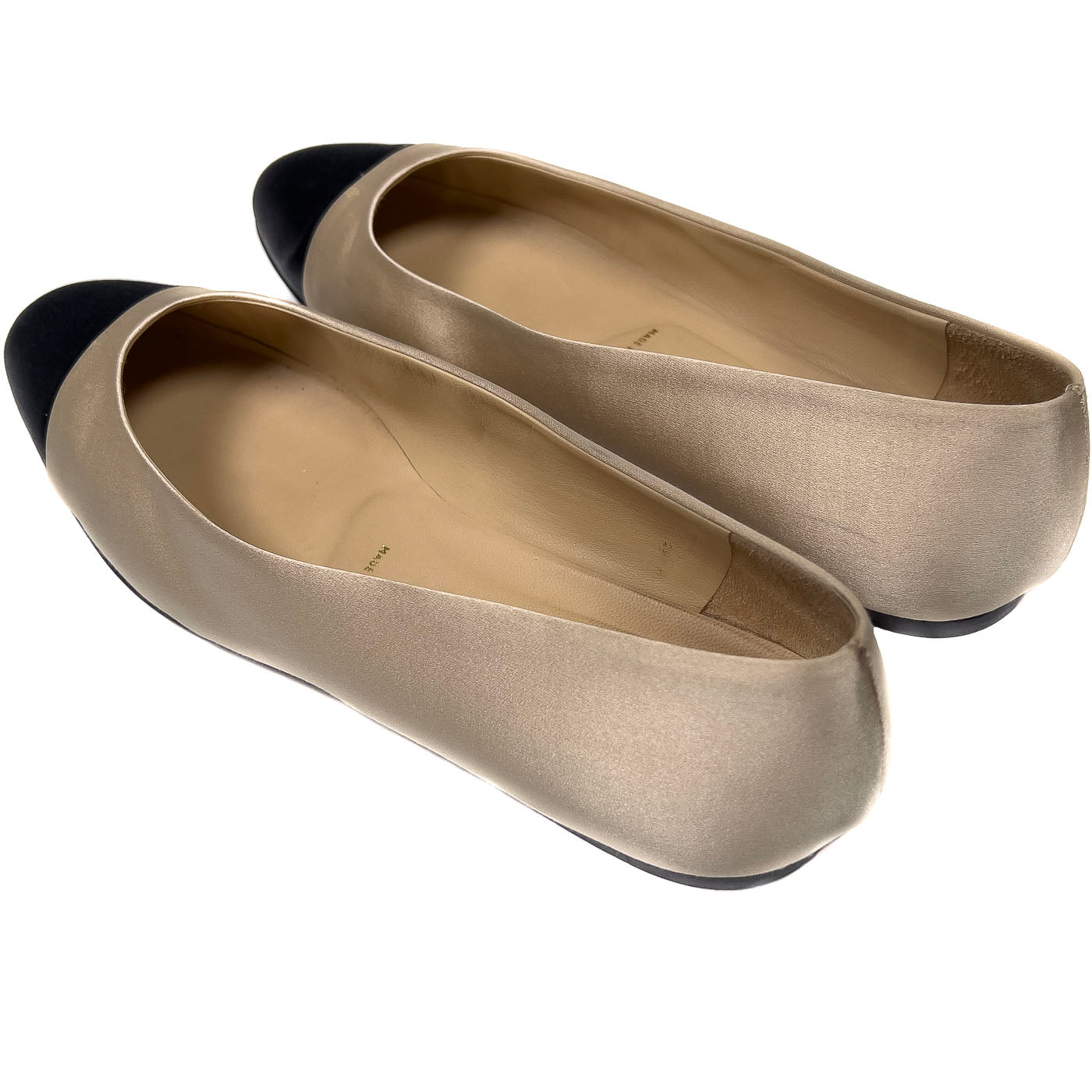 Vintage Prada Black Cap Toe Ballerina Flats Champagne Velvet EU 40 / US 9,5