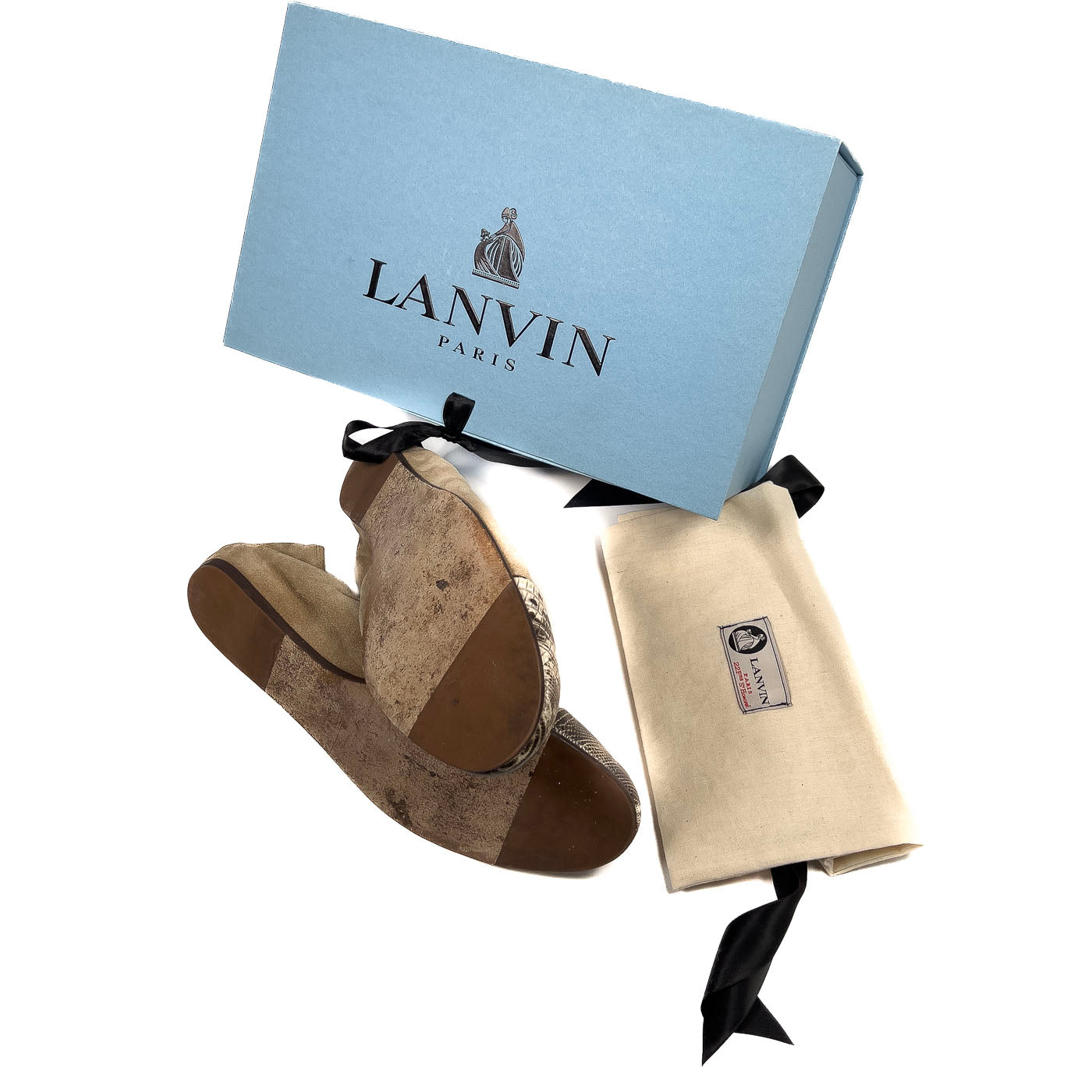 Vintage Lanvin Barllerinas Paris Exotic Leather Cap Toe EU 41 / US 10,5