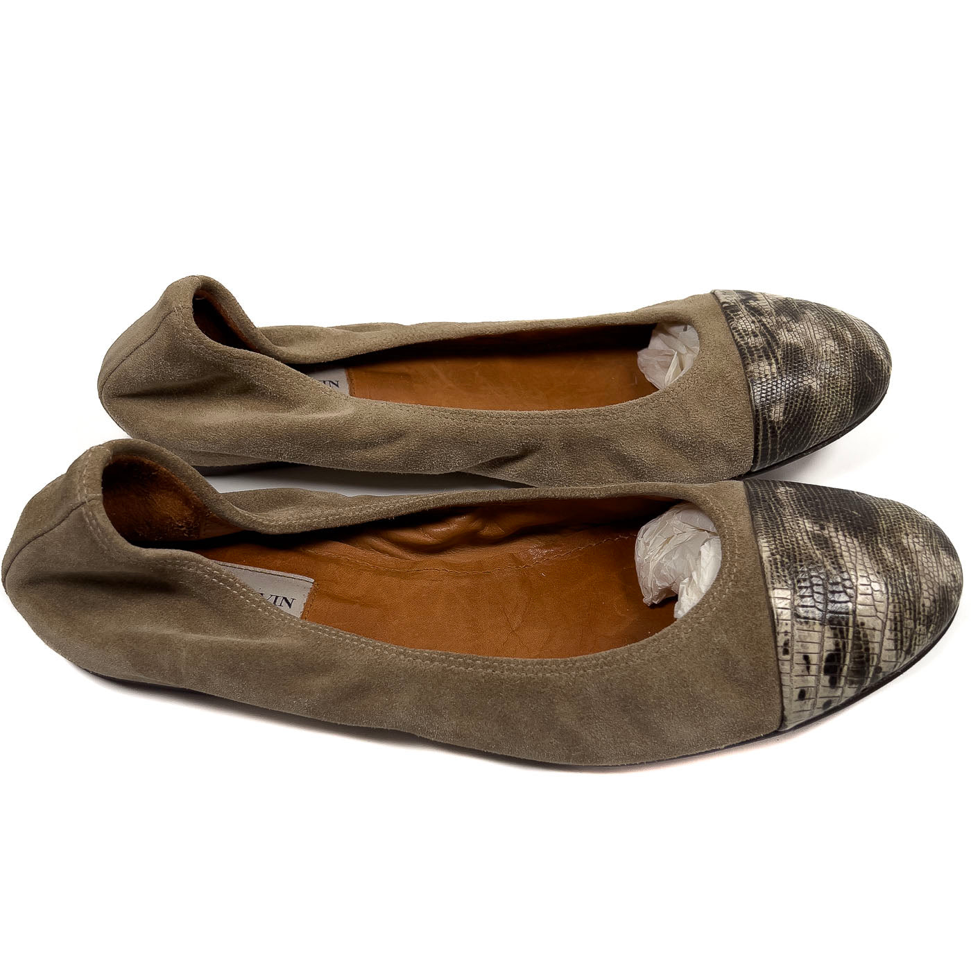 Vintage Lanvin Barllerinas Paris Exotic Leather Cap Toe EU 41 / US 10,5