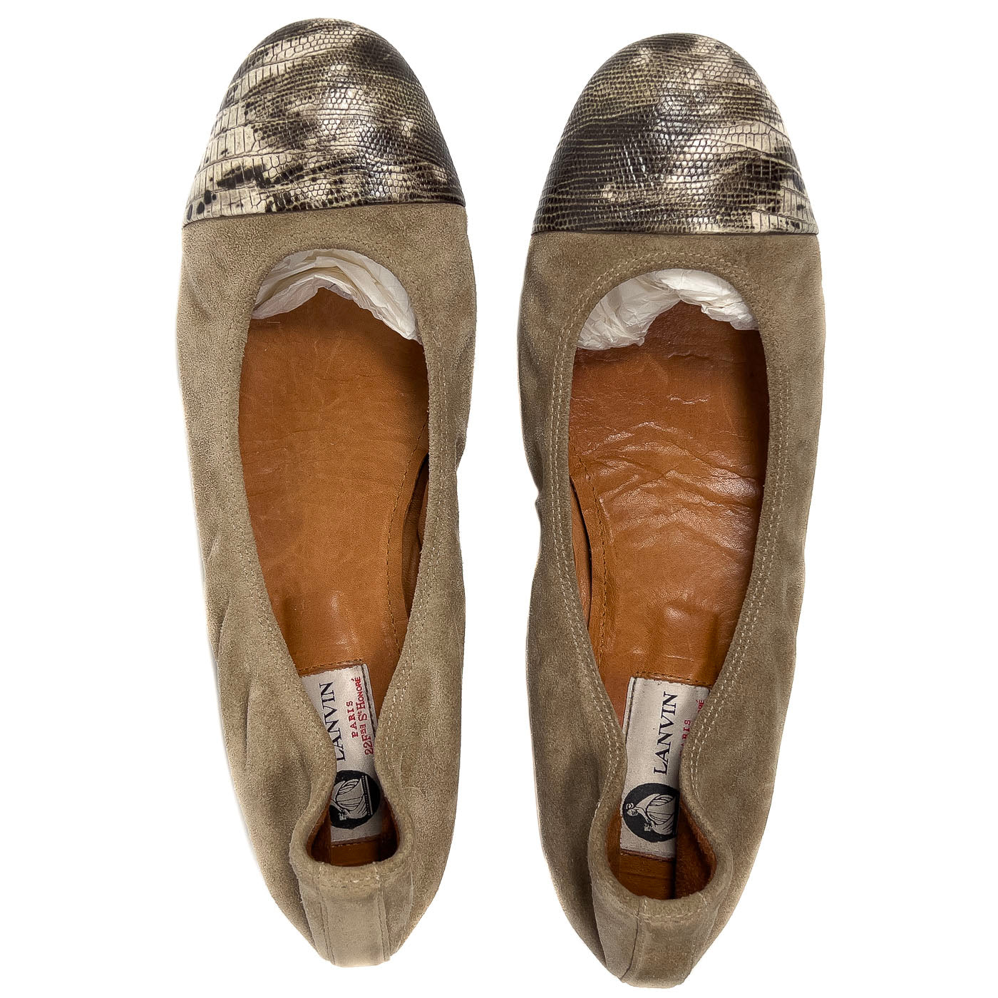 Vintage Lanvin Barllerinas Paris Exotic Leather Cap Toe EU 41 / US 10,5