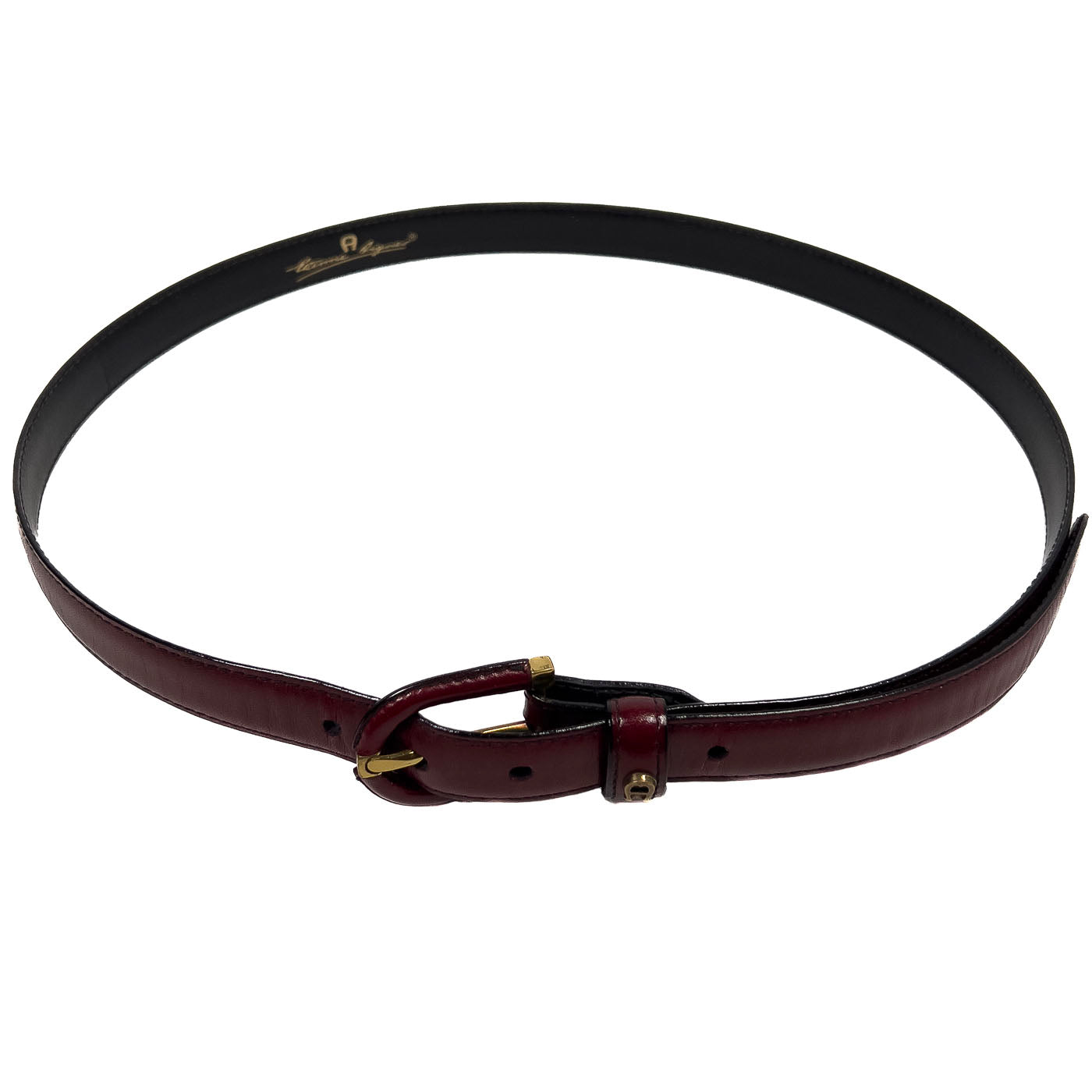 Vintage Aigner Burgundy Red High Waist Slim Belt Size 80