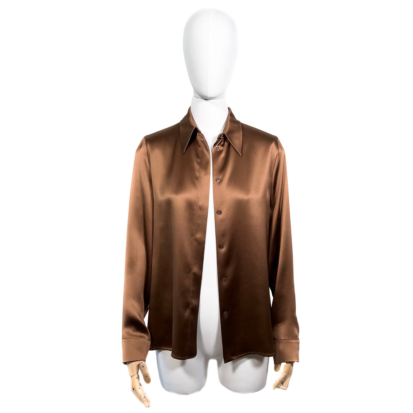 Hermès Silk Blouse Copper Metallic Size FR 42