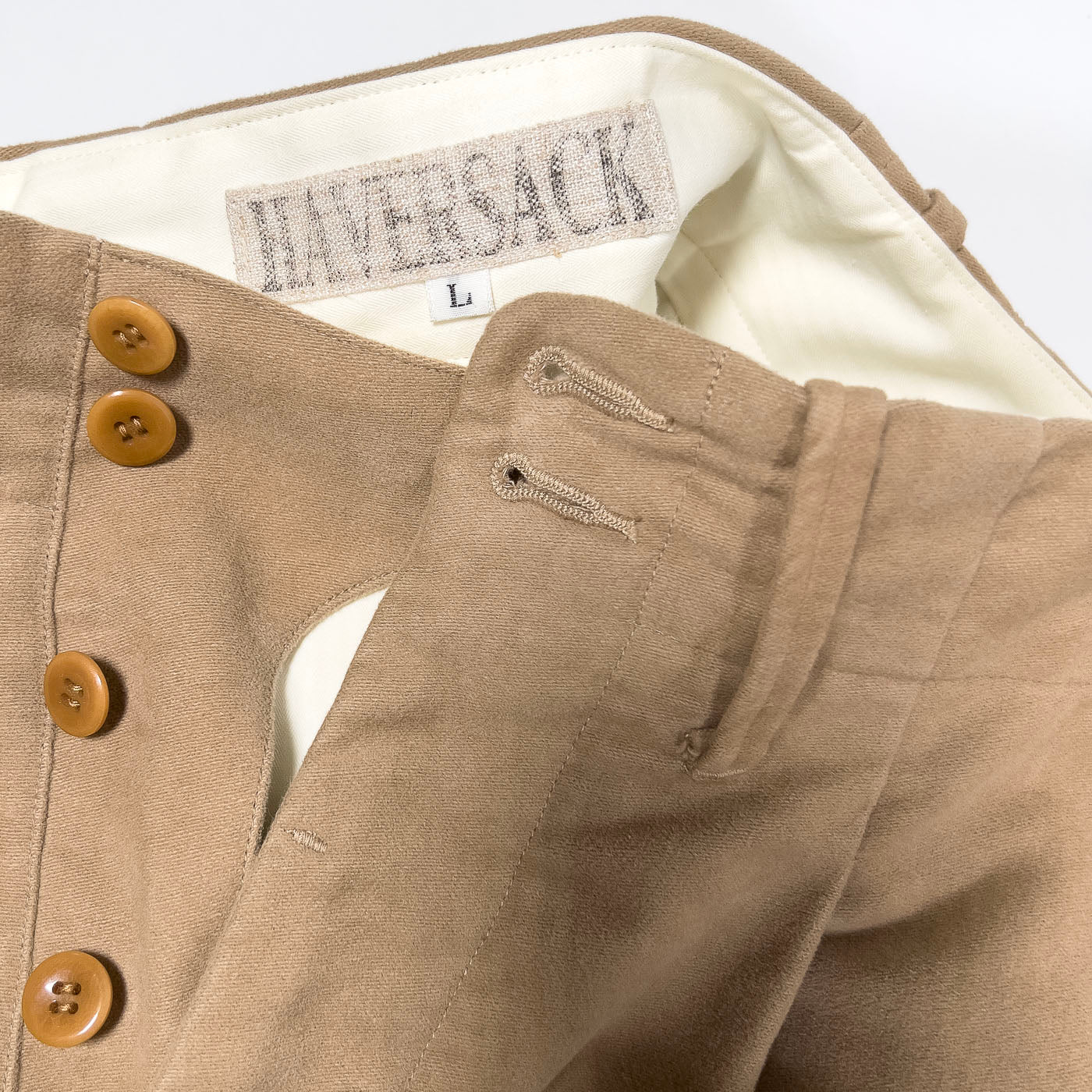Vintage Haversack Pantalon by Koji Norhide Men's Collection Kaki Flannel L