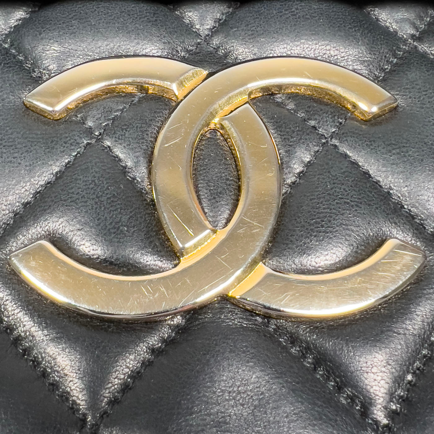 Vintage Chanel Large Quilted Lambskin CC Flap Bag GHW