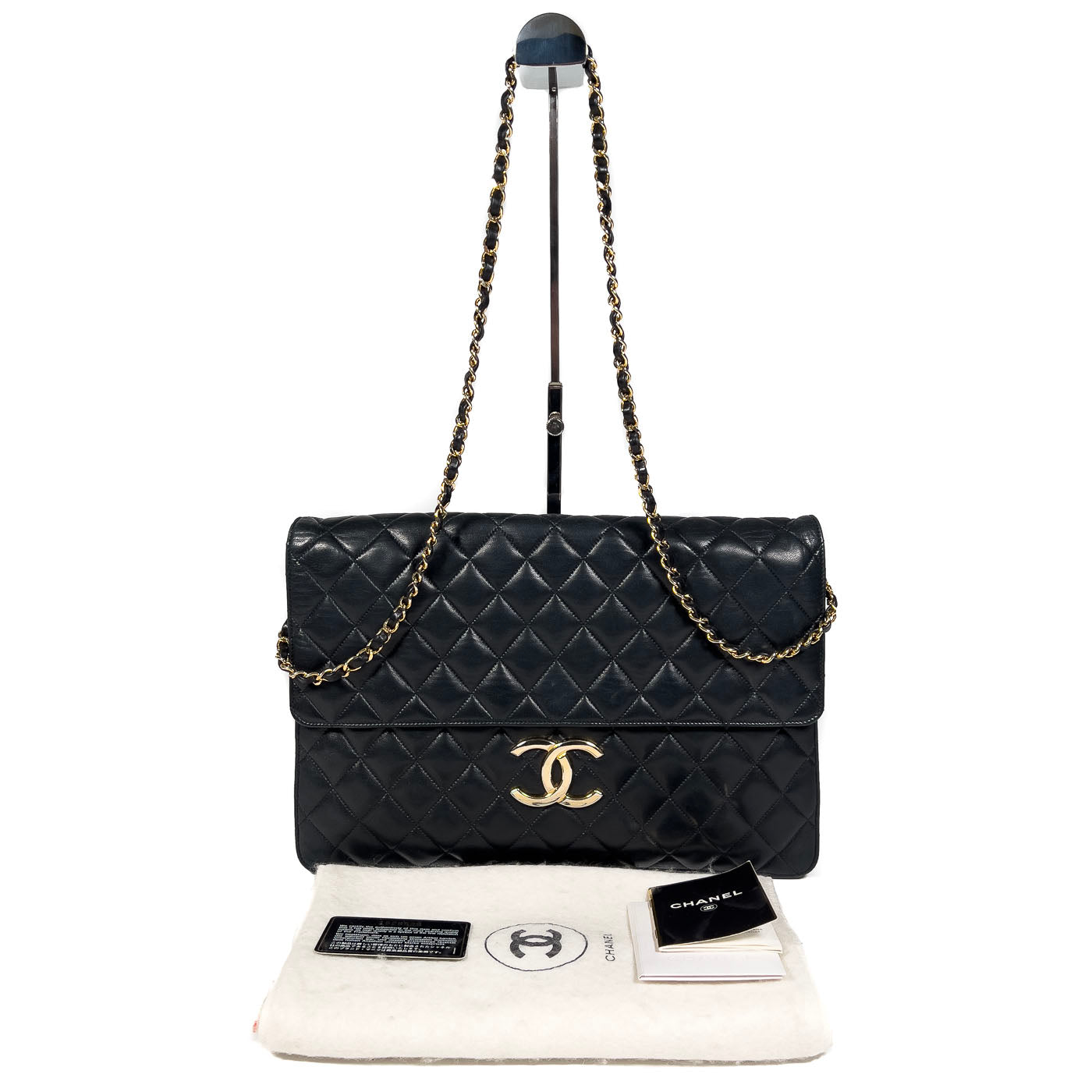 Vintage Chanel Large Quilted Lambskin CC Flap Bag GHW
