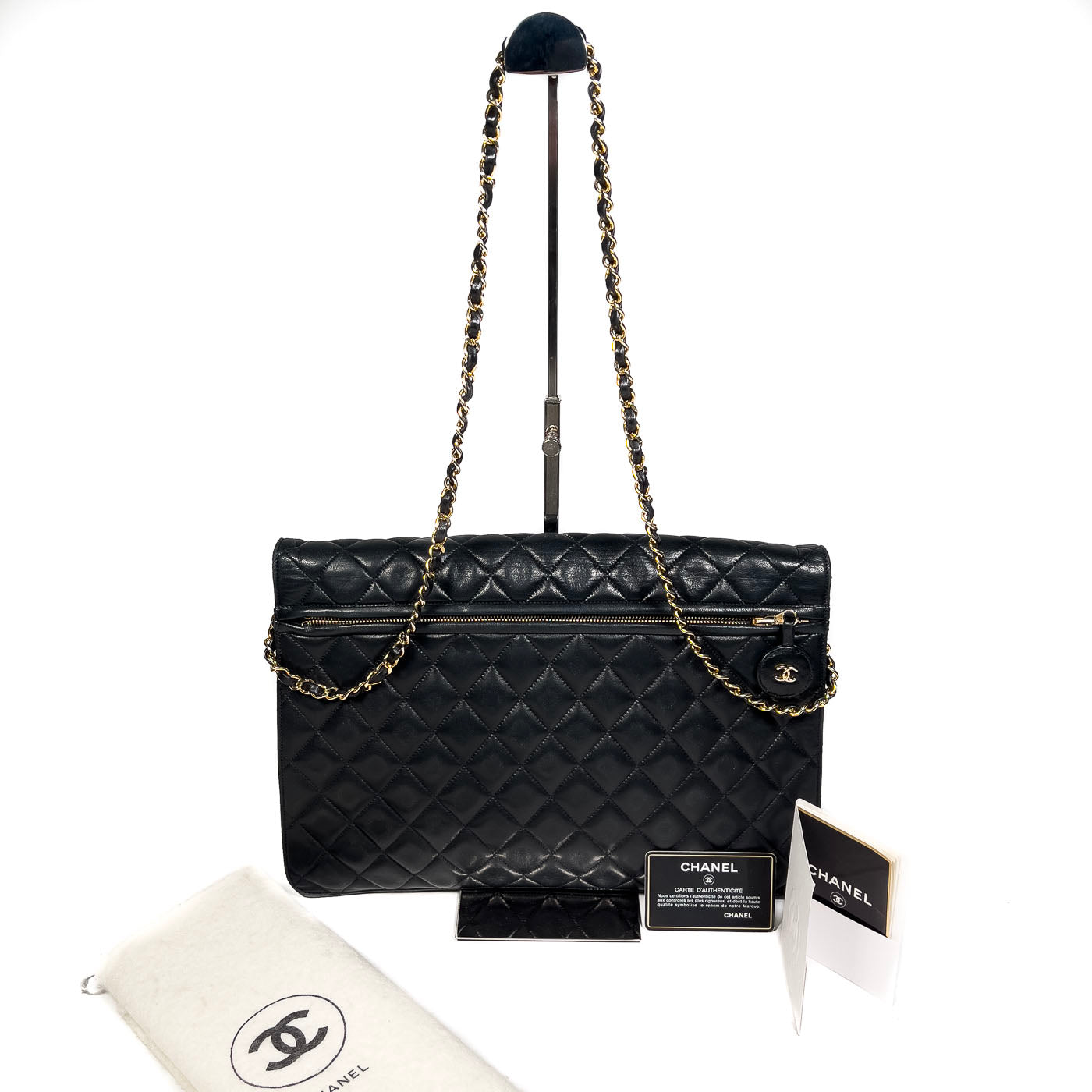 Vintage Chanel Large Quilted Lambskin CC Flap Bag GHW