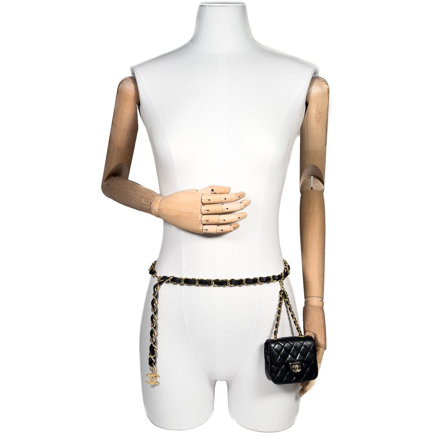Vintage Chanel Classic Micro Charm Flap Bag met CC-kettingriem