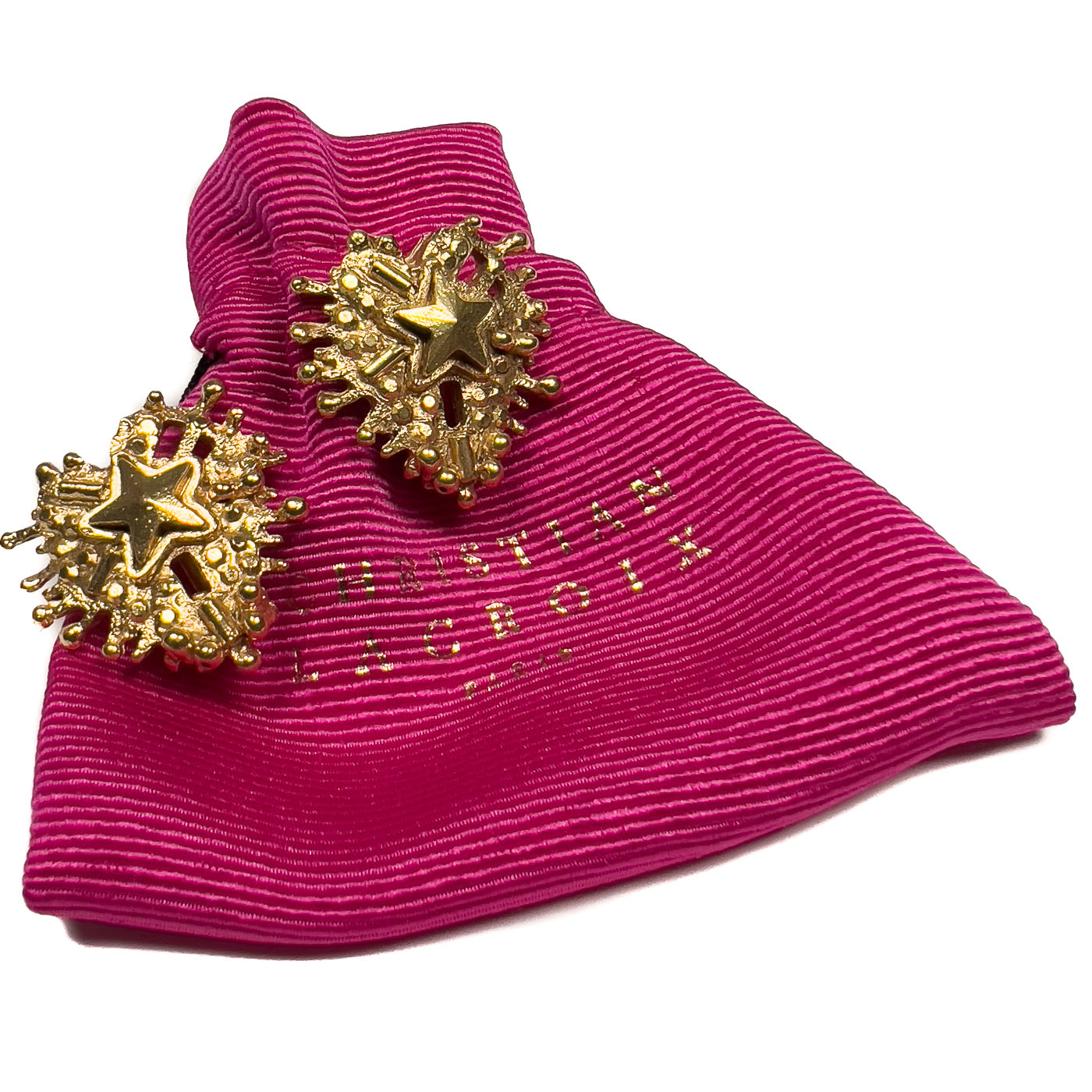 Vintage Christian Lacroix Golden Starburst Clip-On Earrings