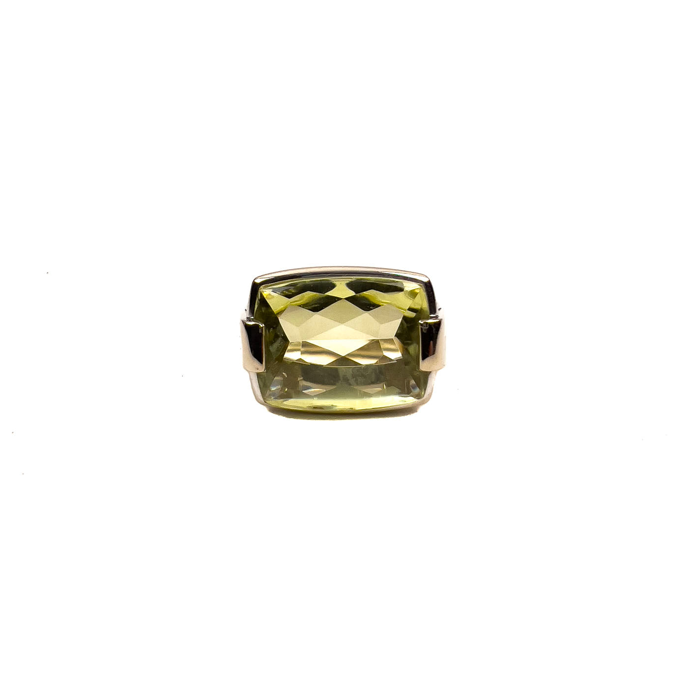 Vintage BVLGARI Metropolis 18K White Gold with Citrine Ring Size US 7,5