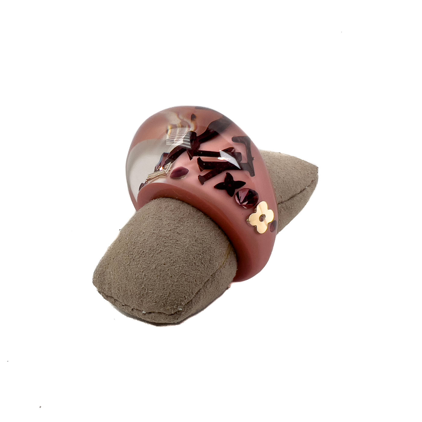 Louis Vuitton Monogram Resin Inclusion Ring Rose Pink Size M