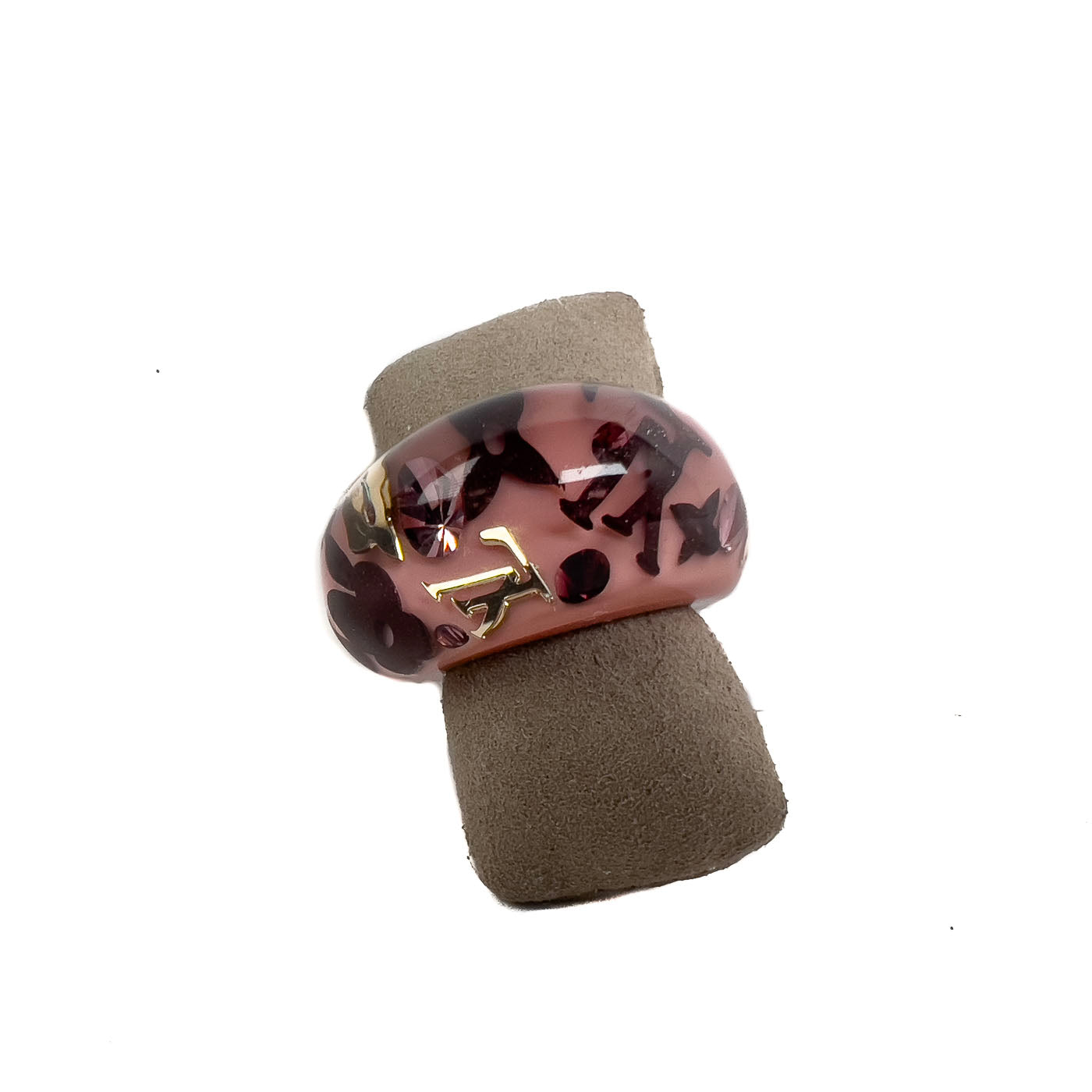 Louis Vuitton Monogram Resin Inclusion Ring Rose Pink Size M