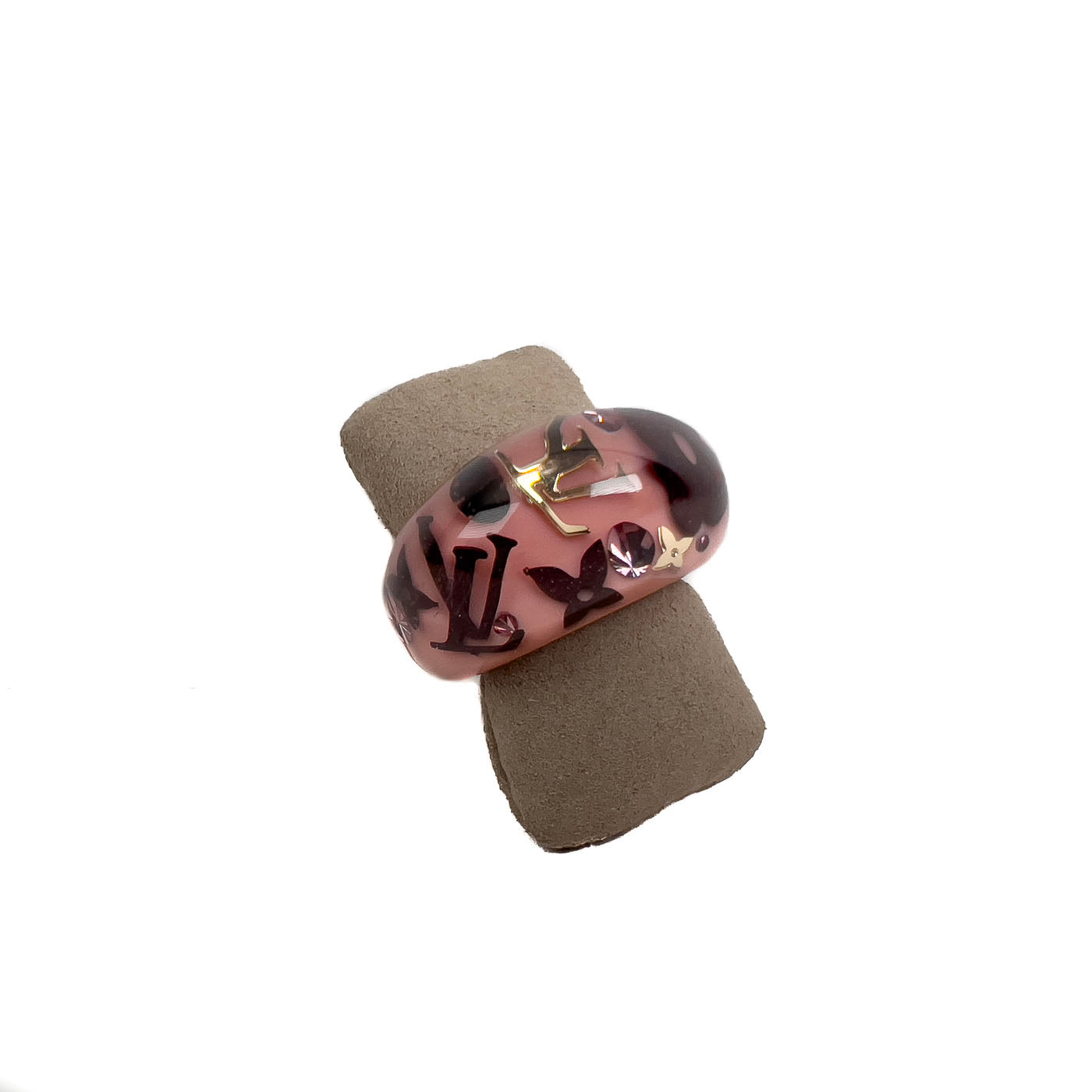 Louis Vuitton Monogram Resin Inclusion Ring Rose Pink Size M