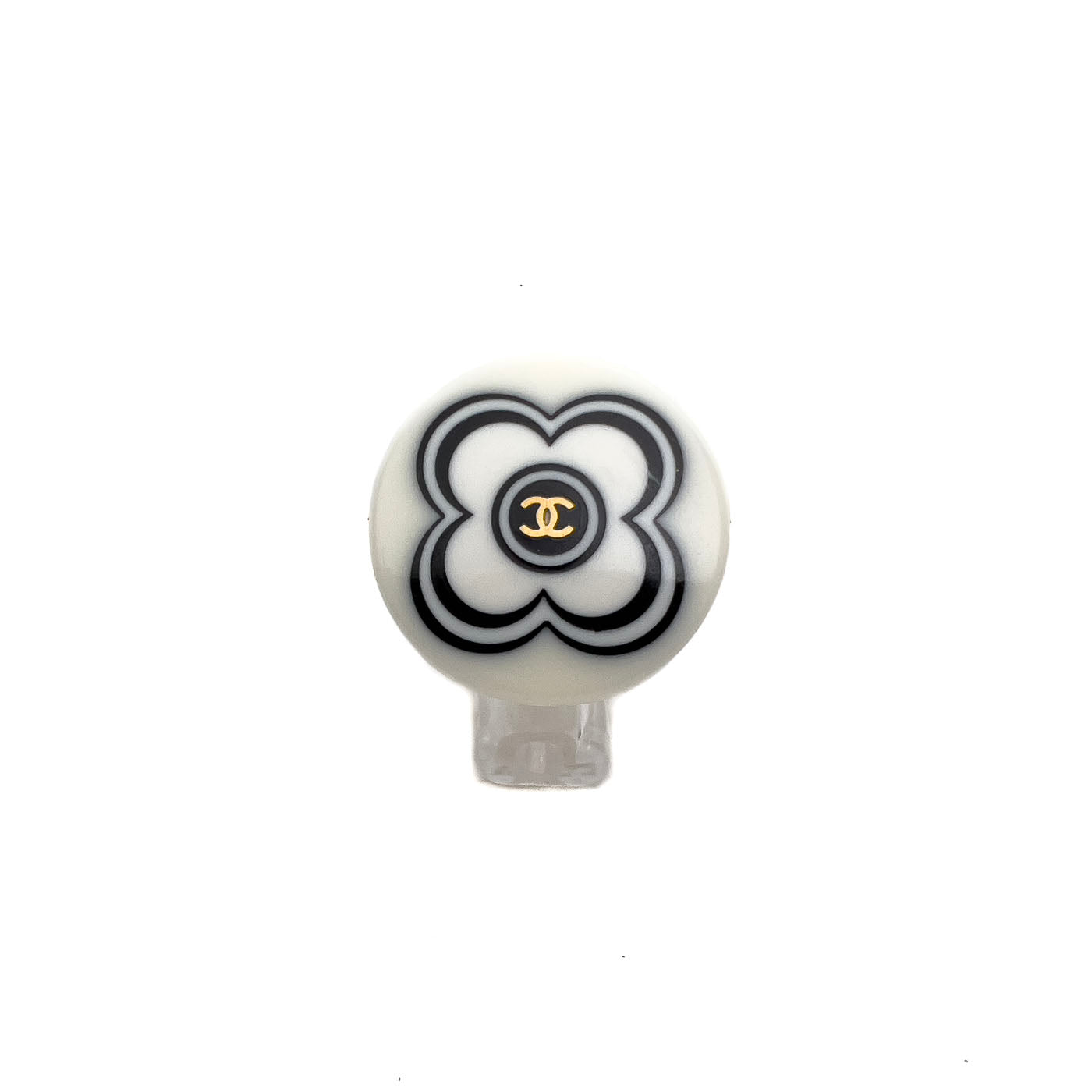 Vintage Chanel White Camelia Resin CC Ring Size EU17,5 / US7,5 02P