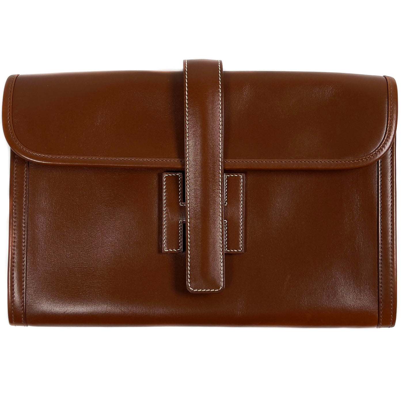 Vintage Hermès Cognac Leather Clutch Jige PM