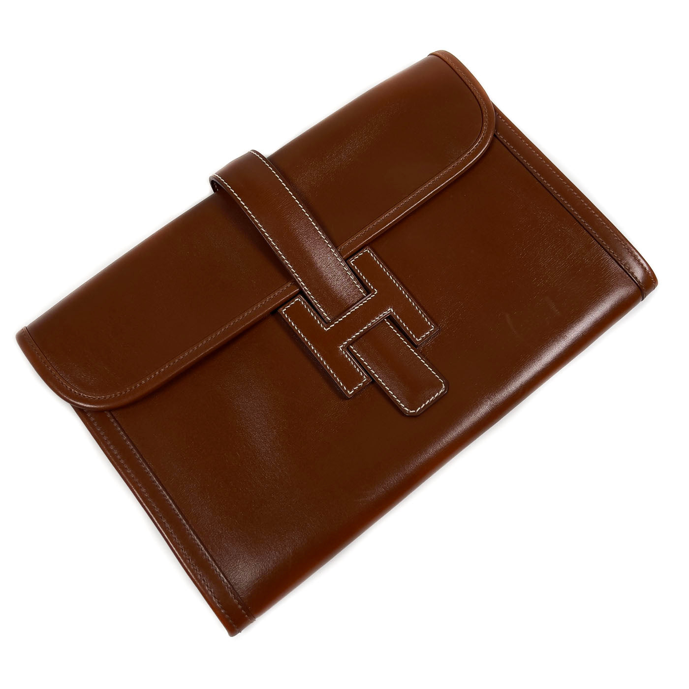 Vintage Hermès Cognac Leather Clutch Jige PM