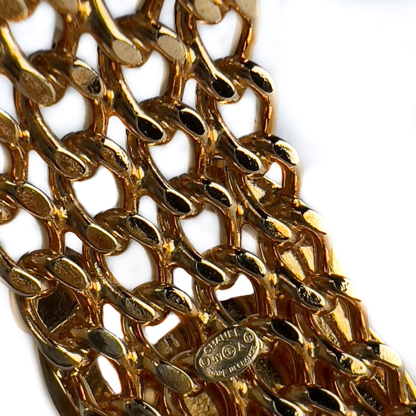 Vintage Chanel Bracelet CC Gold Turn Lock Cuff 97A