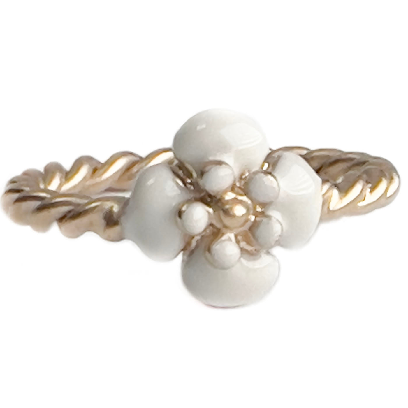 Used Chanel White Enamel Camelia Ring EU16/ US5,5 B15V