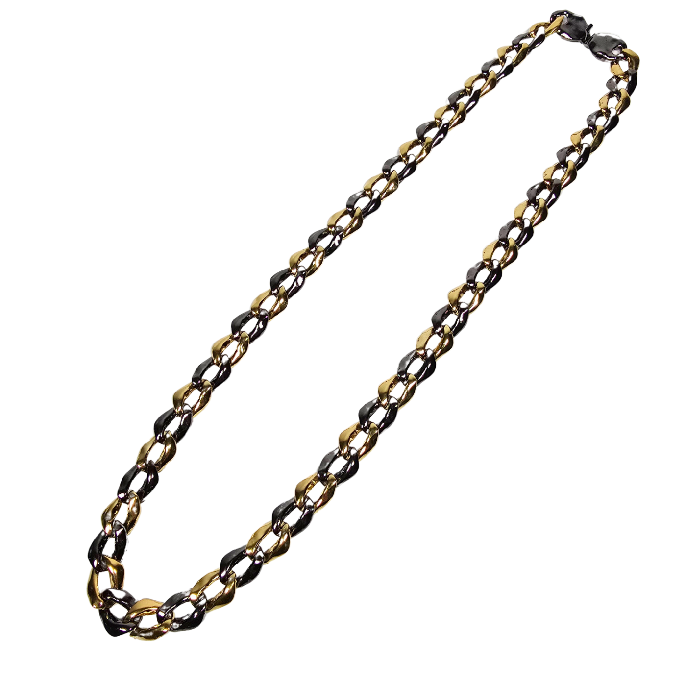 Vintage Yves Saint Laurent YSL Two Tone Curb Link Necklace