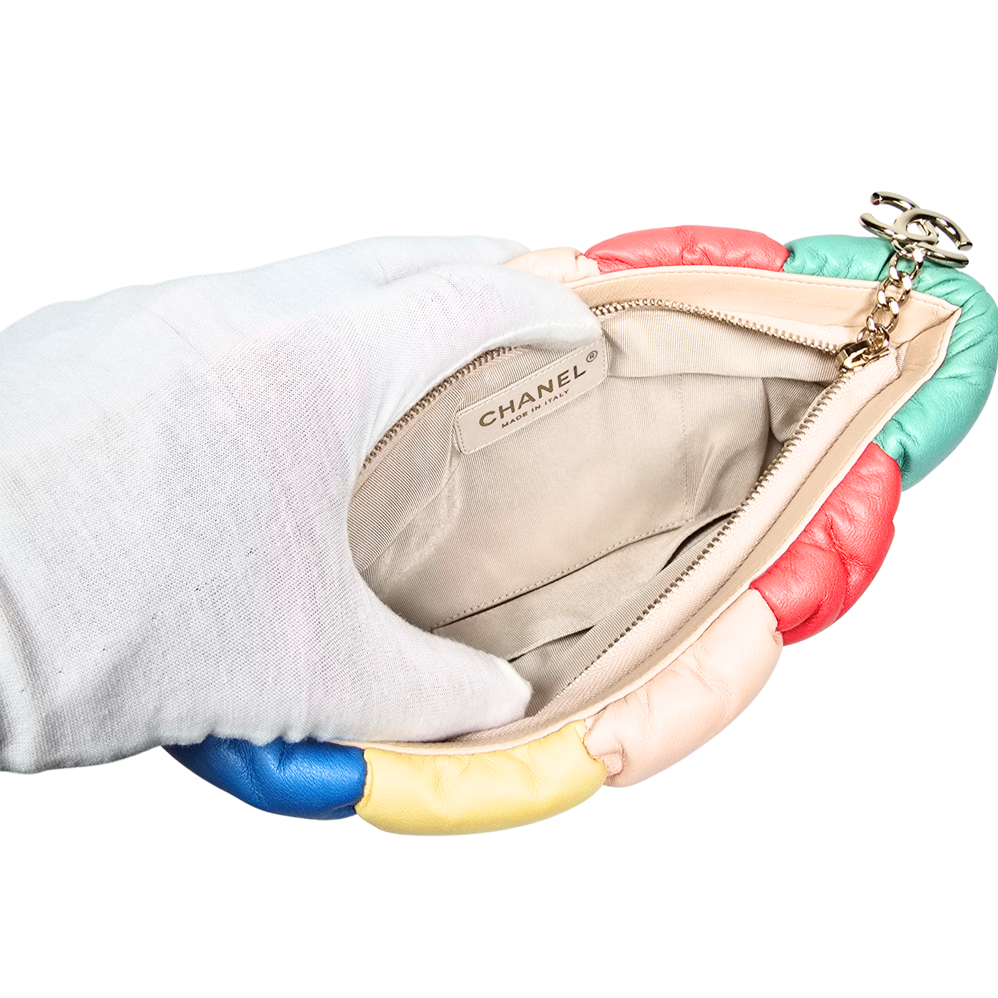 Chanel 2019 Multi Colour Lambskin Clutch with Pearls
