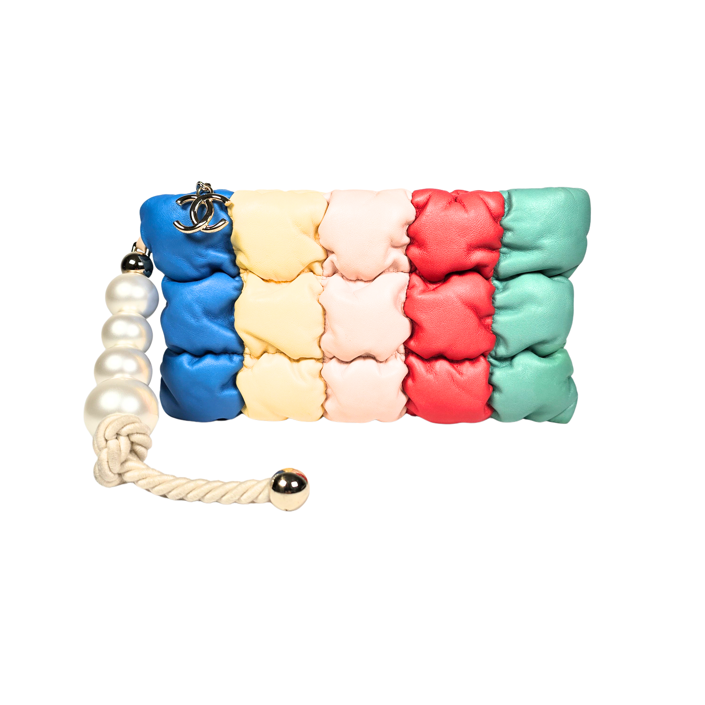 Chanel 2019 Multi Colour Lambskin Clutch with Pearls