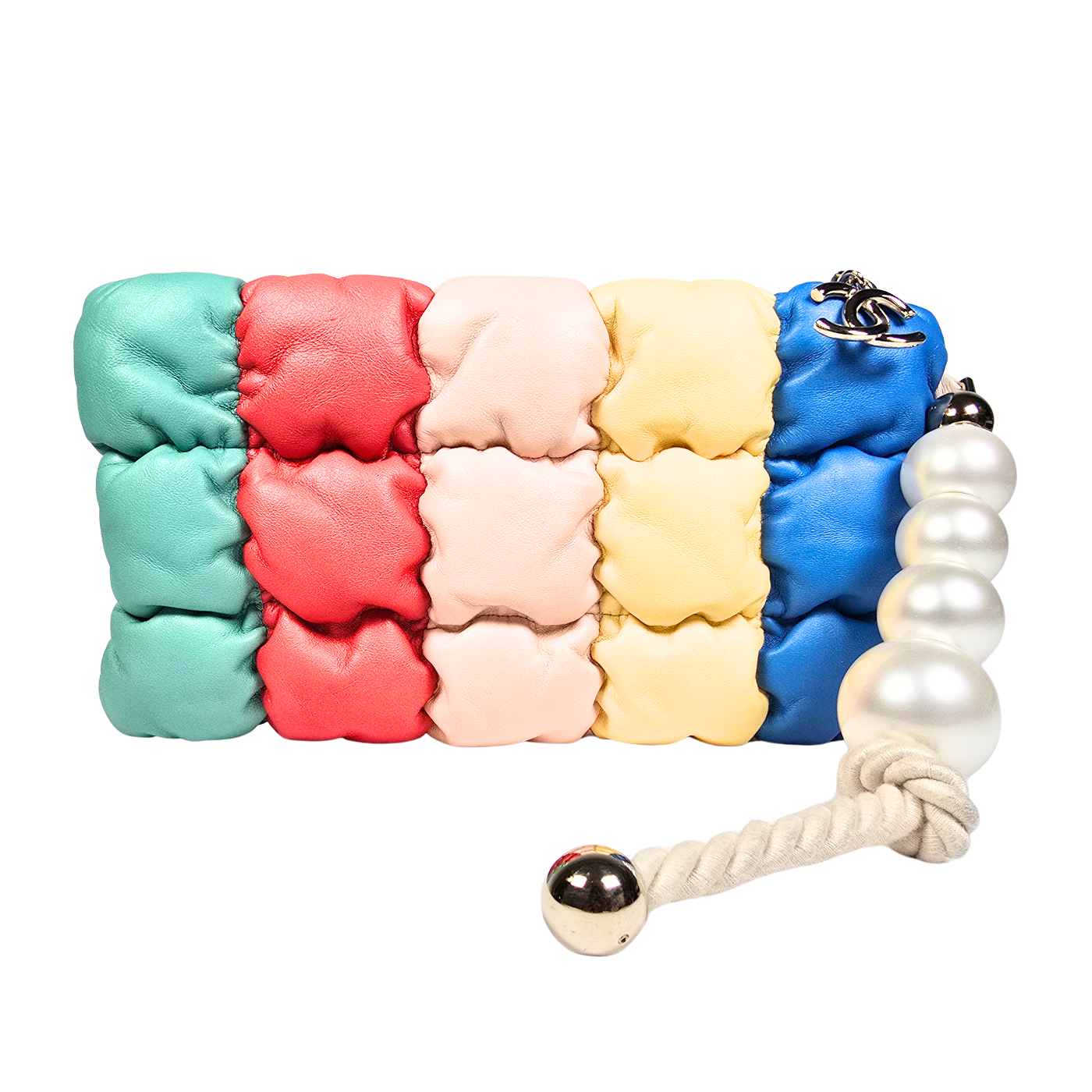 Chanel 2019 Multi Colour Lambskin Clutch with Pearls