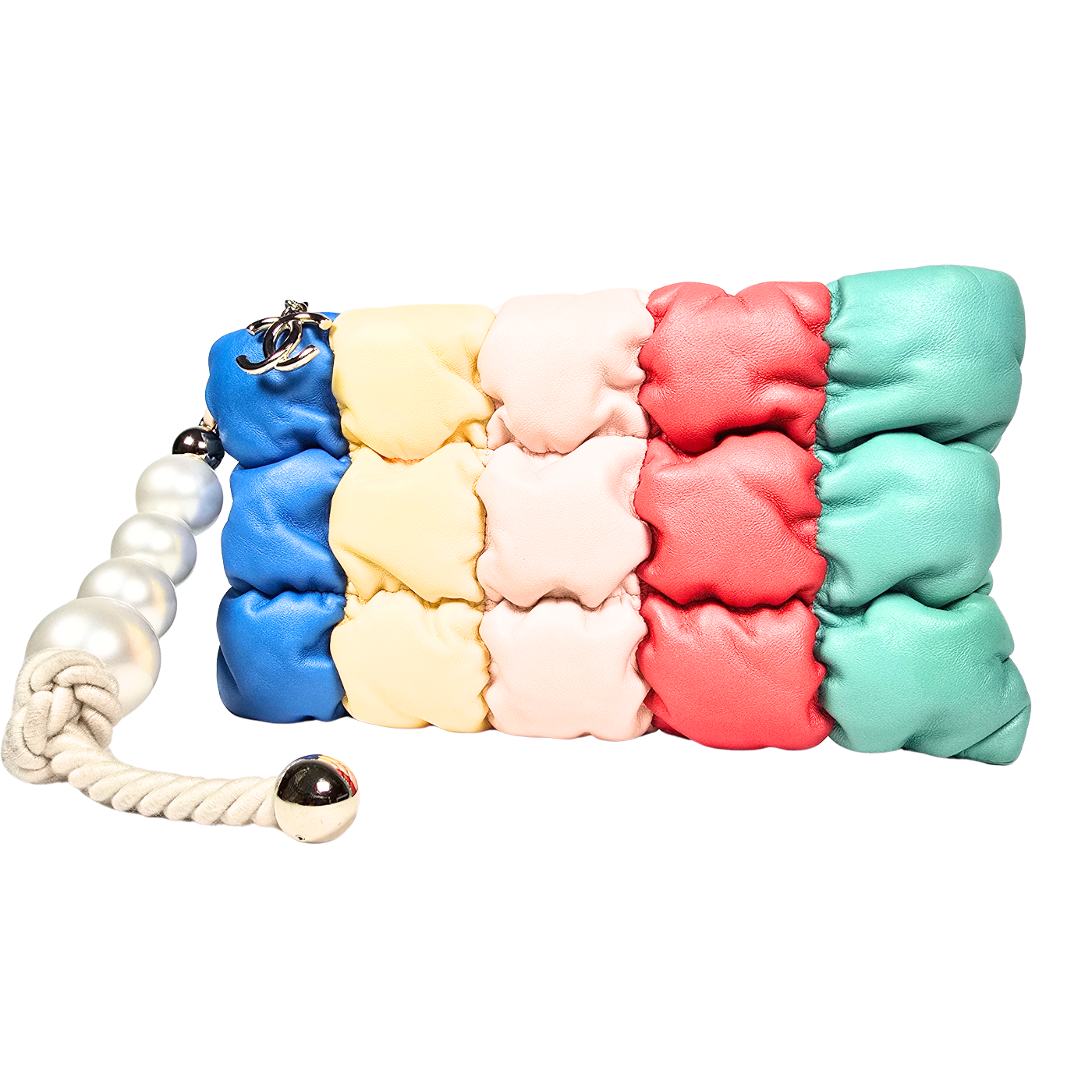 Chanel 2019 Multi Colour Lambskin Clutch with Pearls