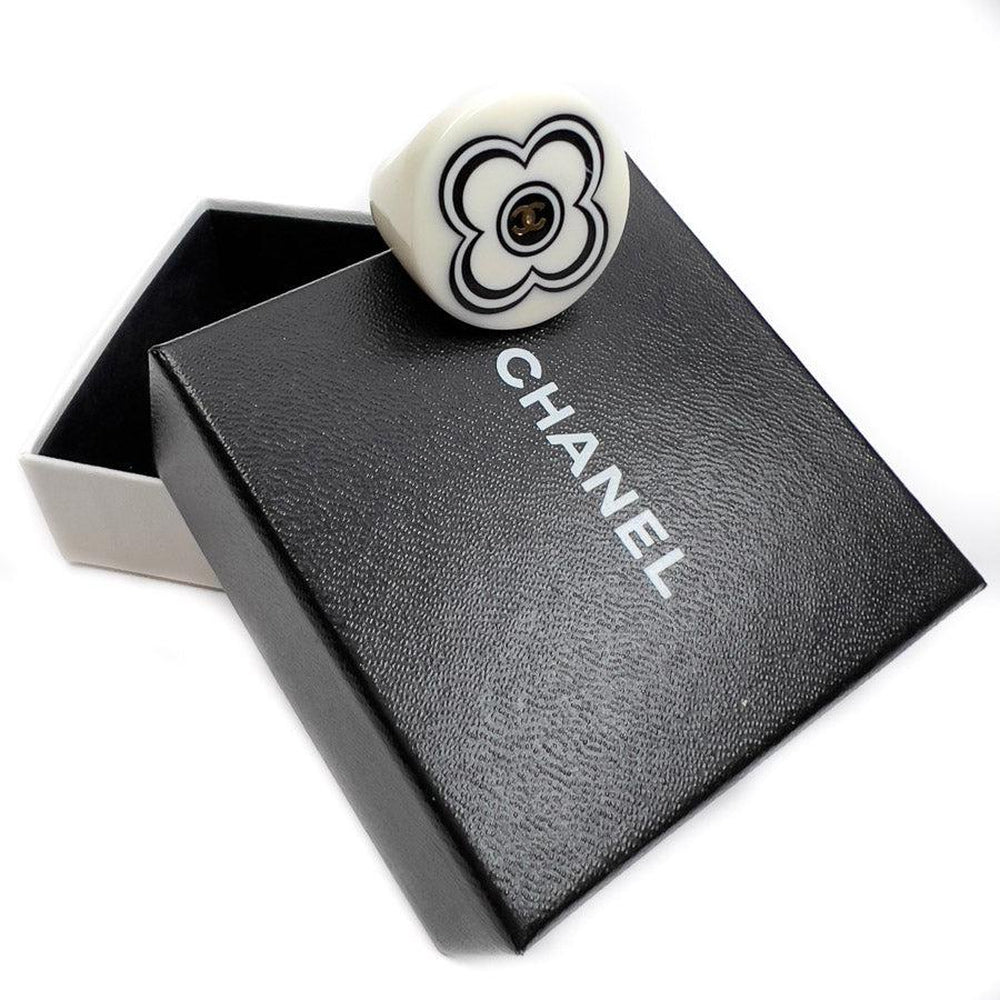 Chanel Black White CC Logo Camellia Quilted Matelasse Extra Large