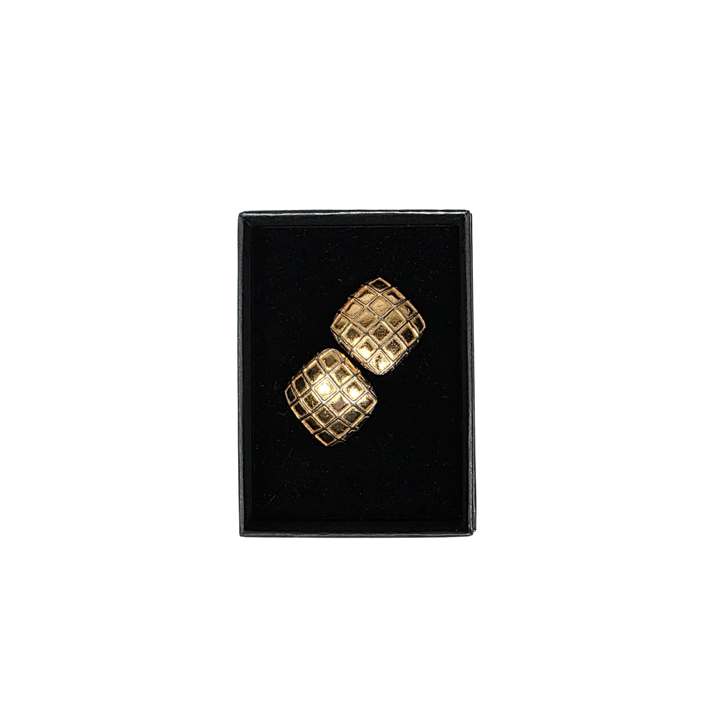 Vintage Chanel Matelasse Clip On Golden Earrings