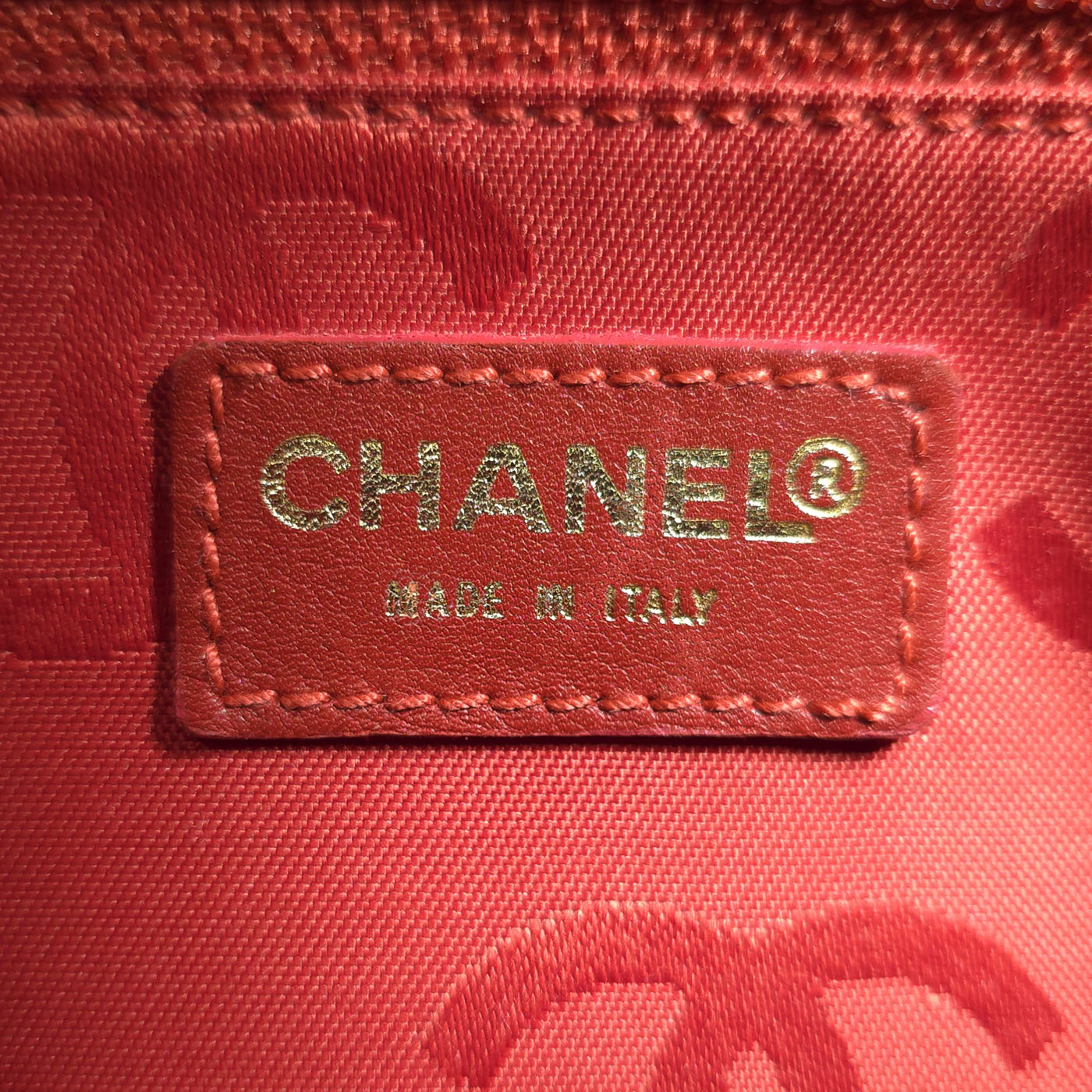 Vintage Chanel Wild Stitch Red Quilted CC Diagonal Tote Bag